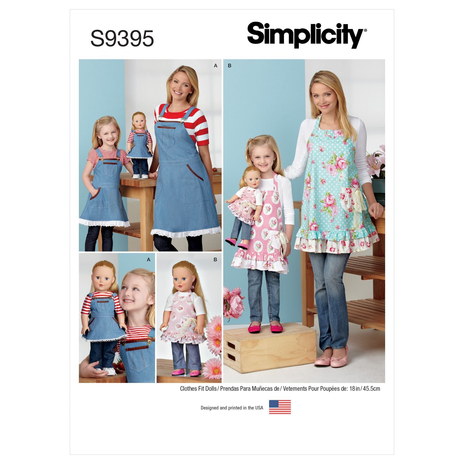 Symønster Simplicity 9395 - Forkle - Jente Dame - Dukkeklær | Bilde 4