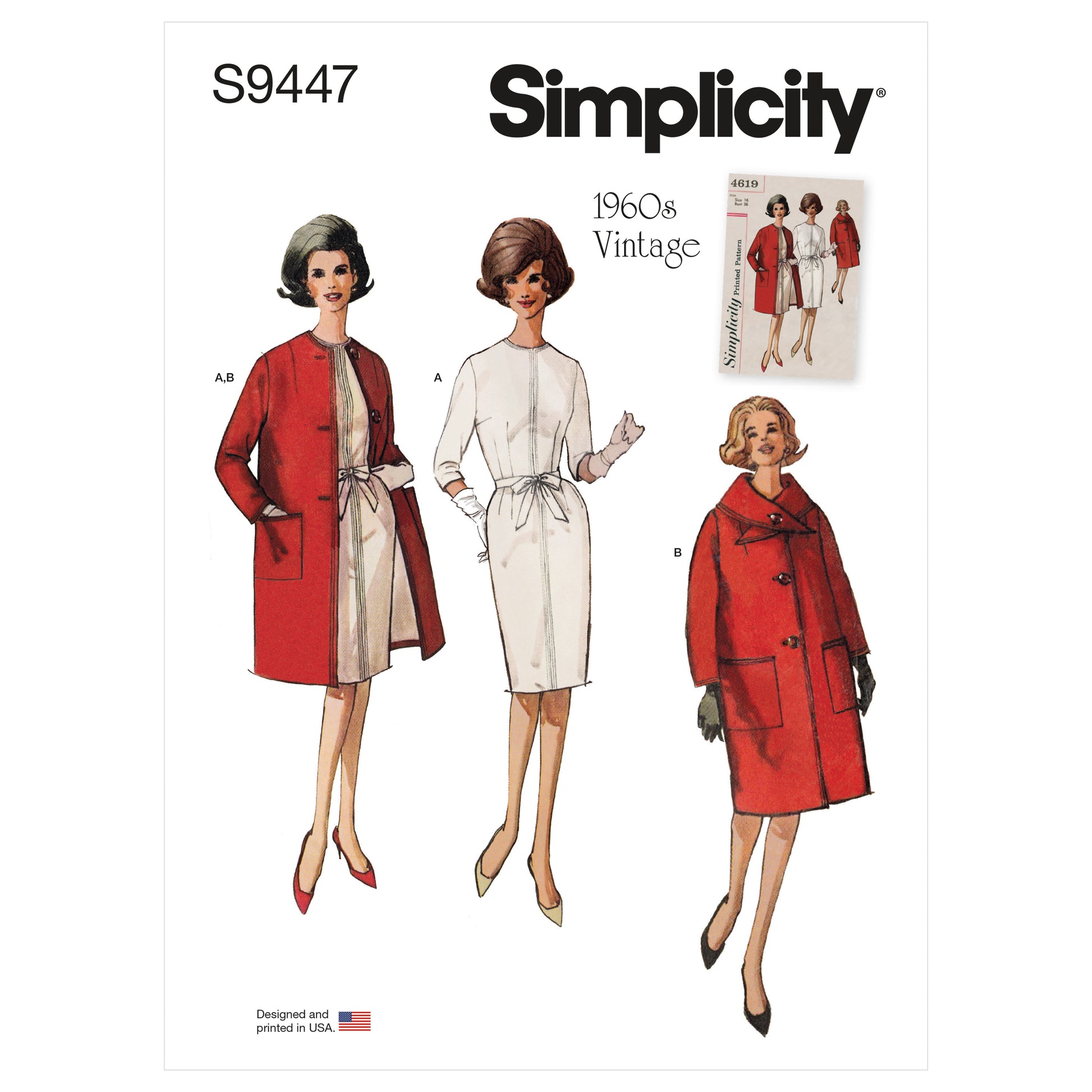 Symønster Simplicity 9447 - Kjole Frakk Vintage - Dame | Bilde 4