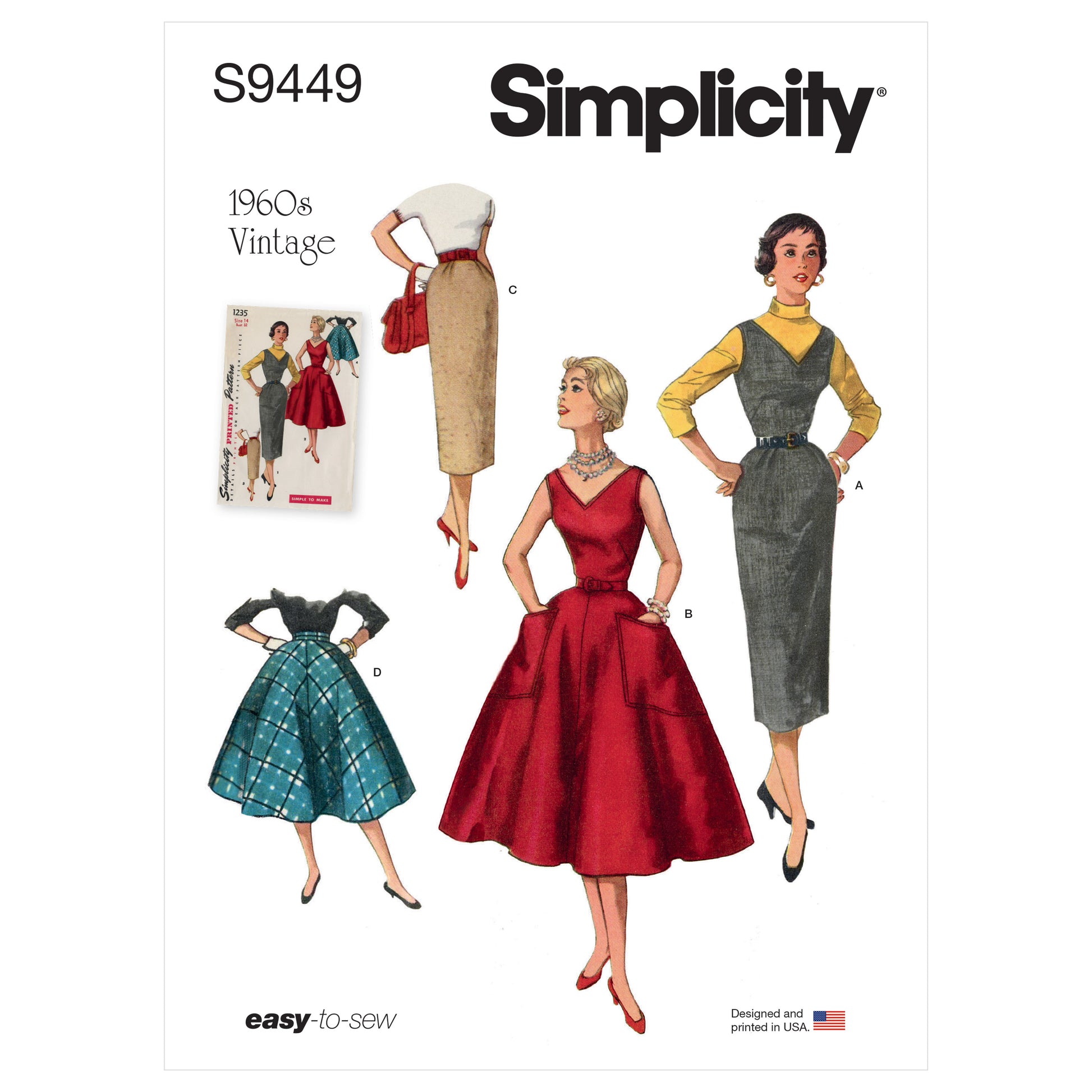 Symønster Simplicity 9449 - Kjole Skjørt Vintage - Dame | Bilde 5