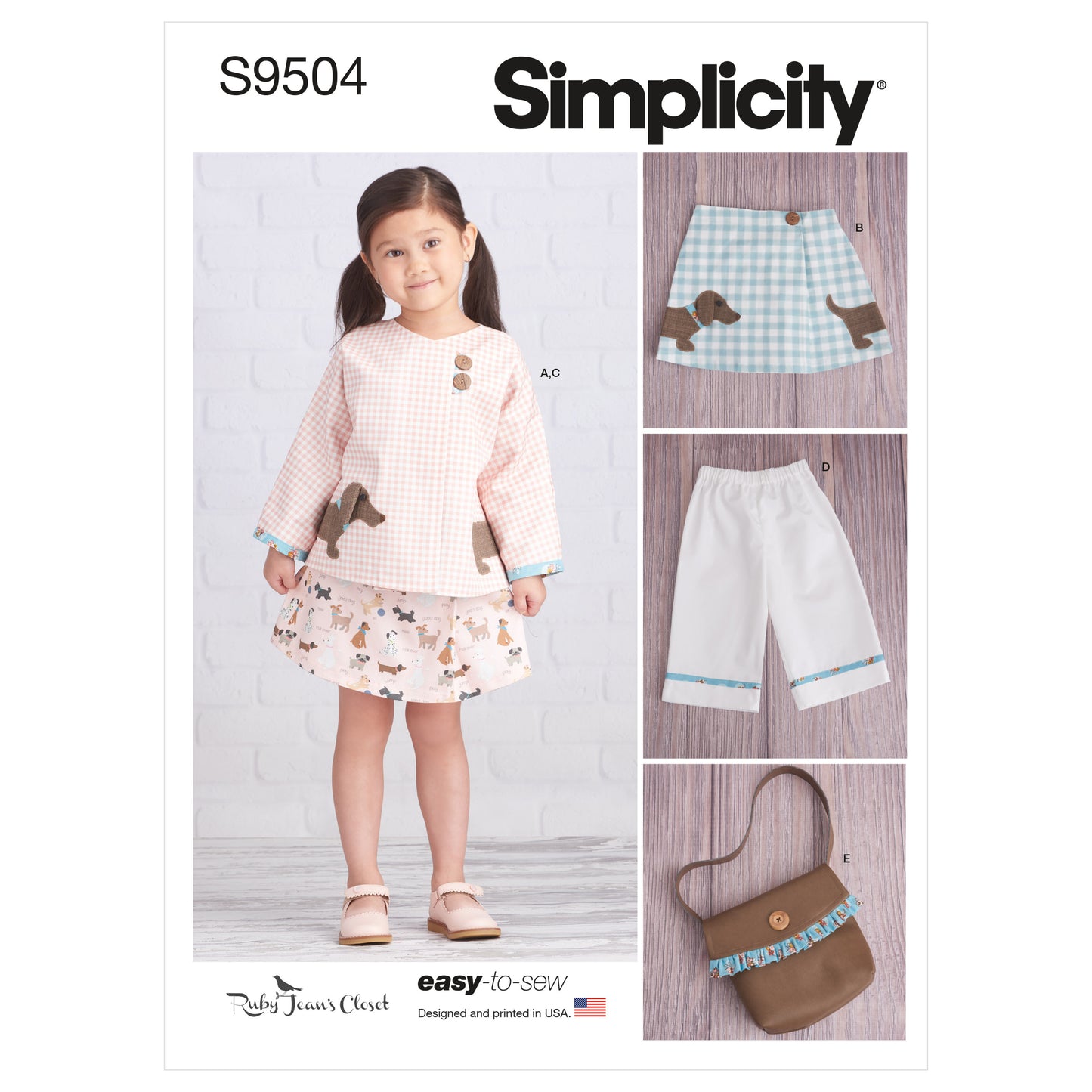 Symønster Simplicity 9504 - Bukse Skjørt Genser - Jente - Veske | Bilde 8