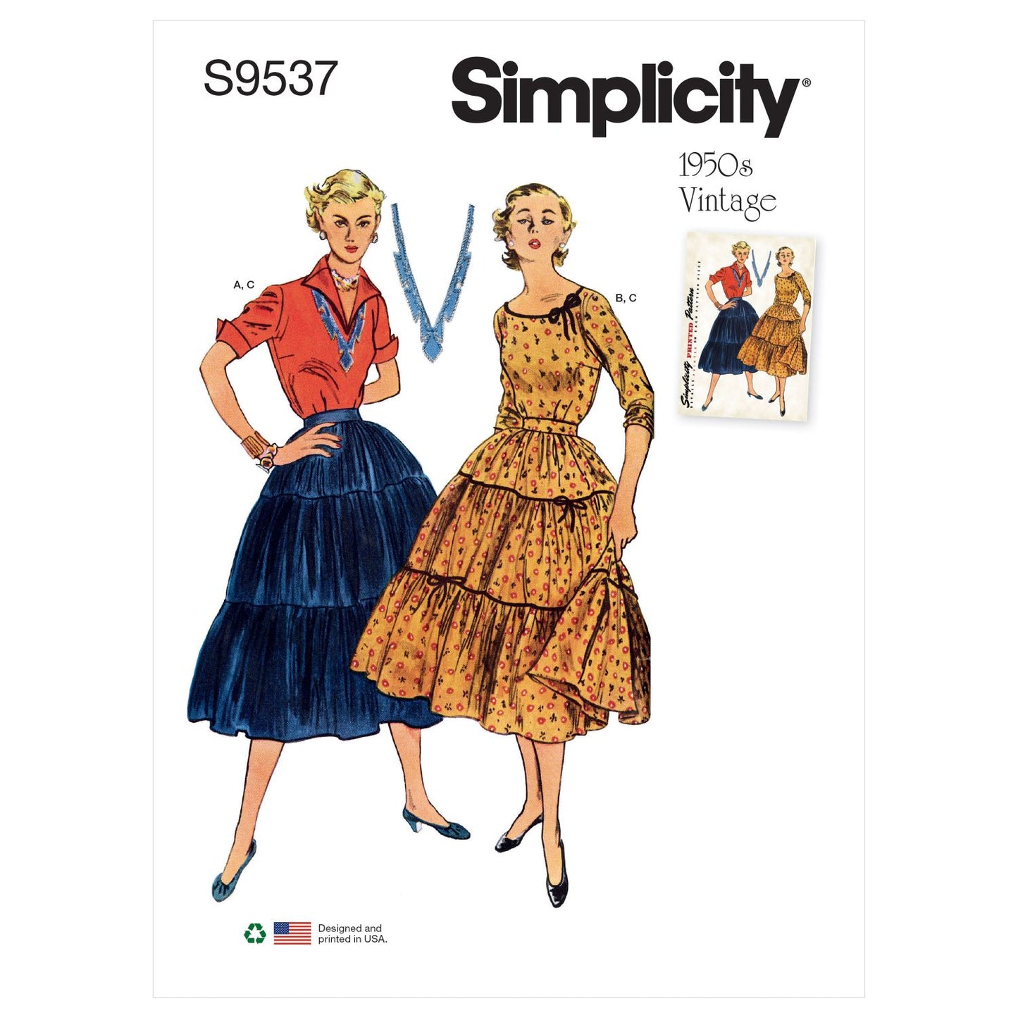 Symønster Simplicity 9537 - Bluse Skjørt Vintage - Dame | Bilde 2