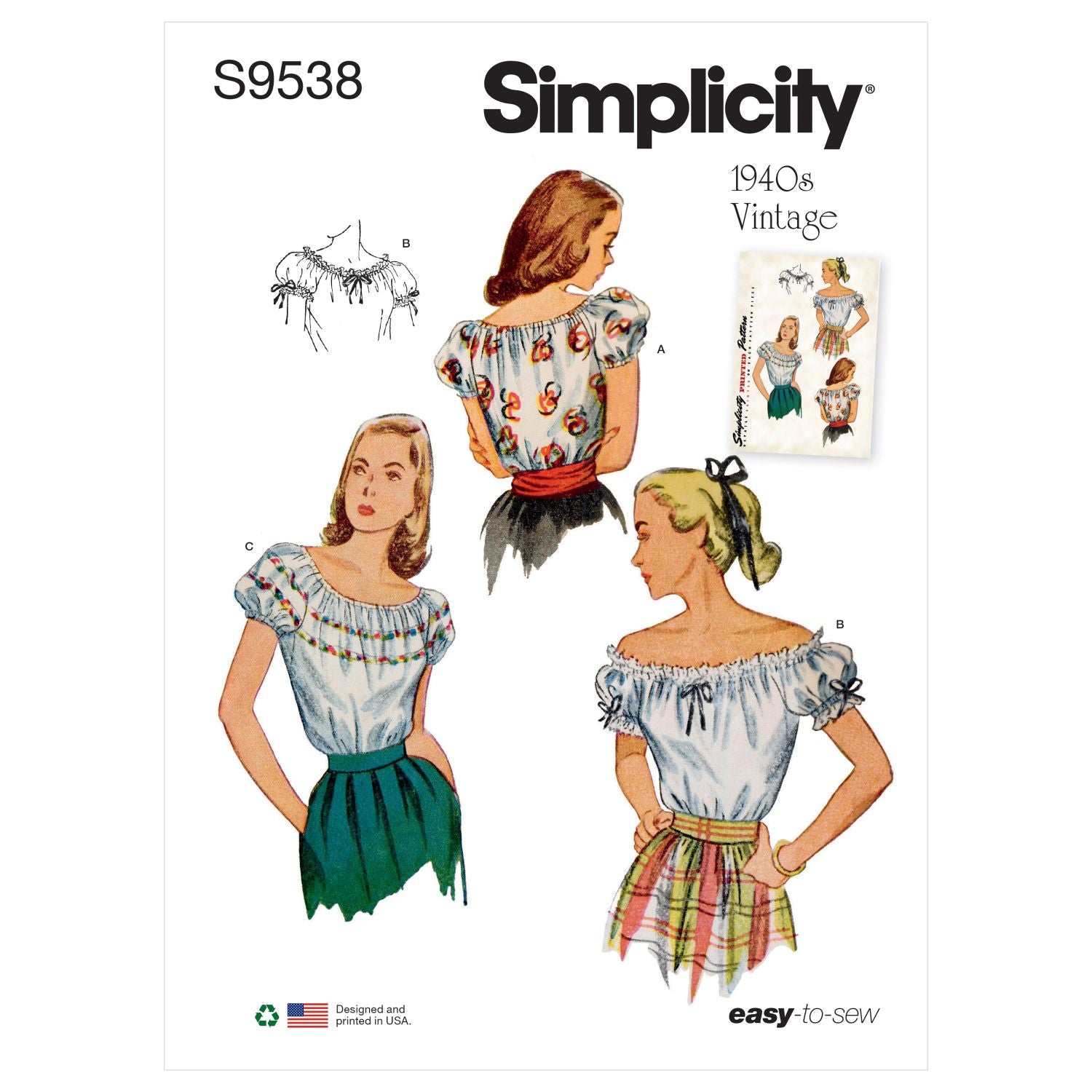 Symønster Simplicity 9538 - Bluse - Dame | Bilde 5