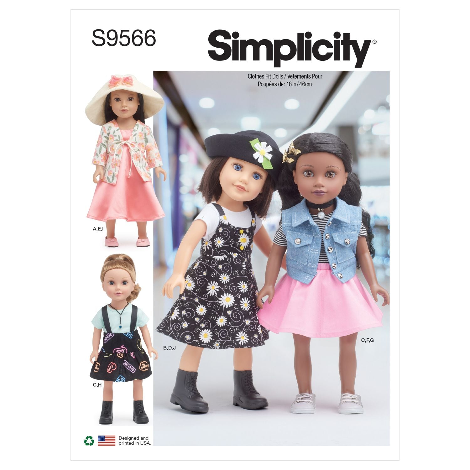 Symønster Simplicity 9566 - Dukkeklær | Bilde 6