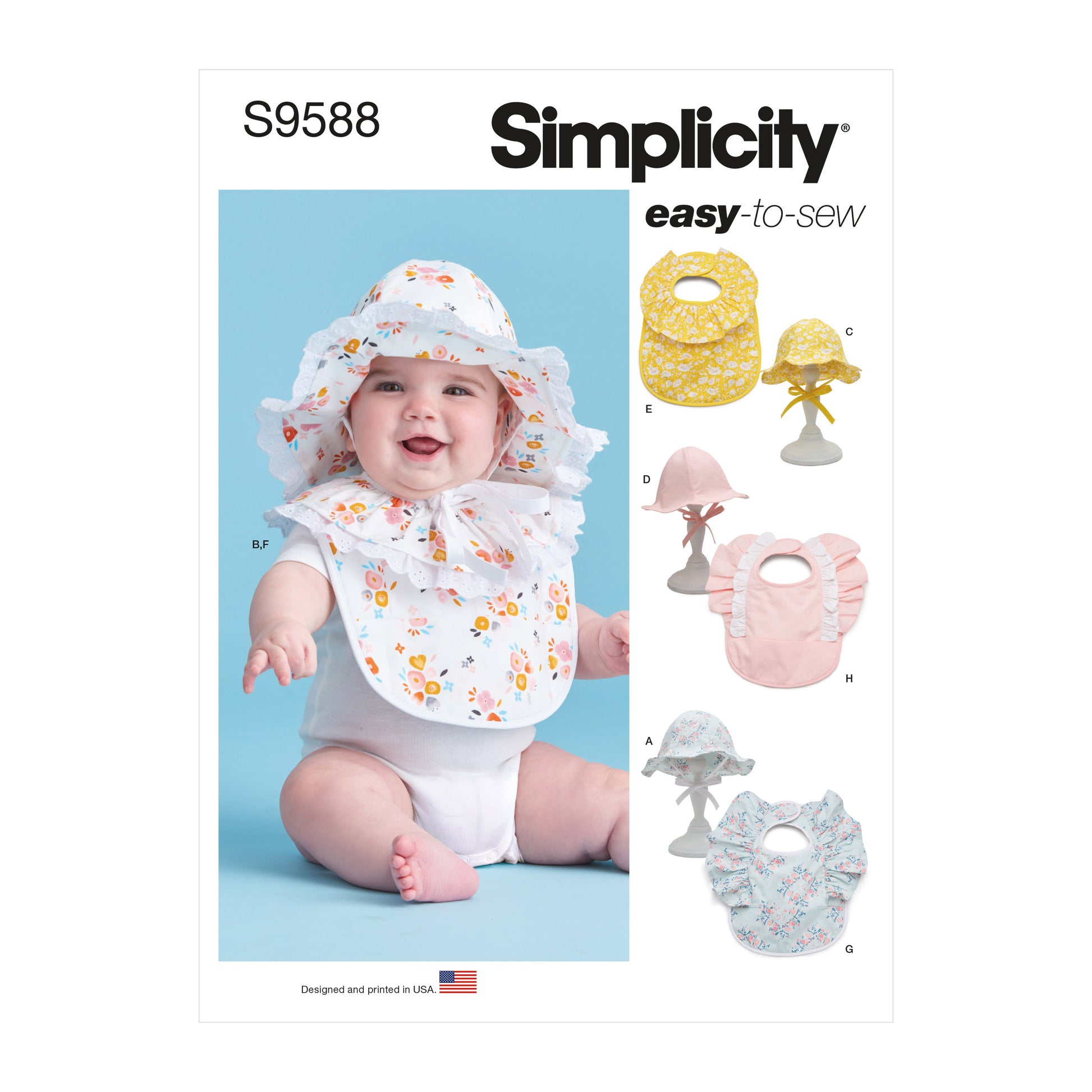 Symønster Simplicity 9588 - Baby - Hatt | Bilde 8