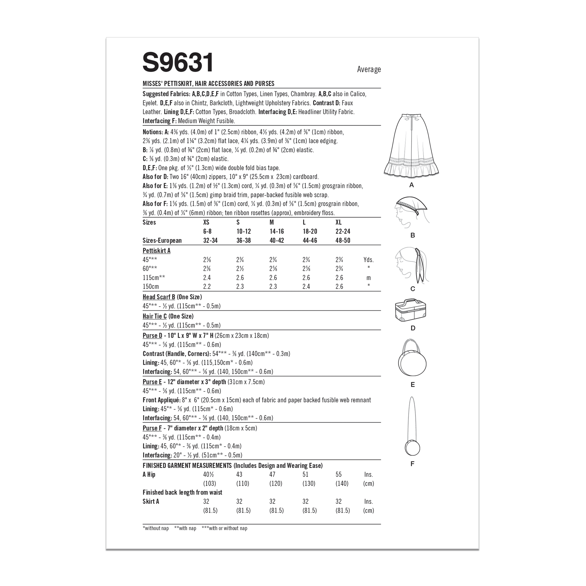Symønster Simplicity 9631 - Skjørt - Dame - Tilbehør | Bilde 8