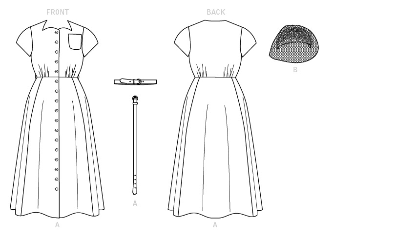 Symønster Butterick 6672 - Kjole Kostyme - Dame - Hatt - Bryllup Karneval | Bilde 4