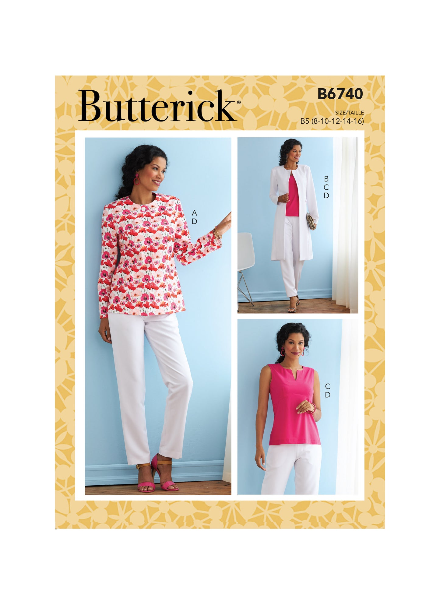 Symønster Butterick 6740 - Jakke Frakk Topp Bukse Coordinates - Dame | Bilde 3