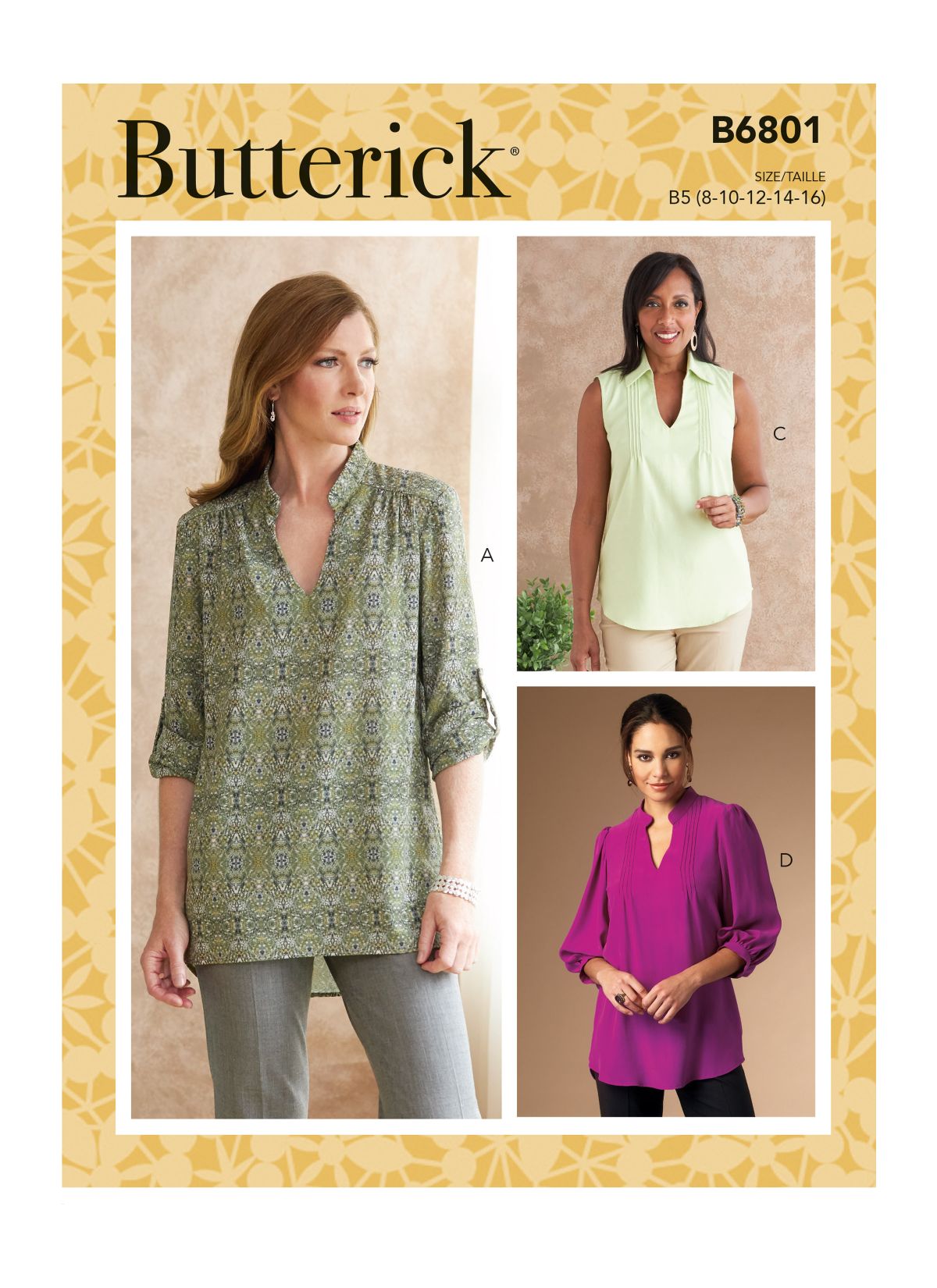 Symønster Butterick 6801 - Topp Skjorte Genser - Dame | Bilde 1