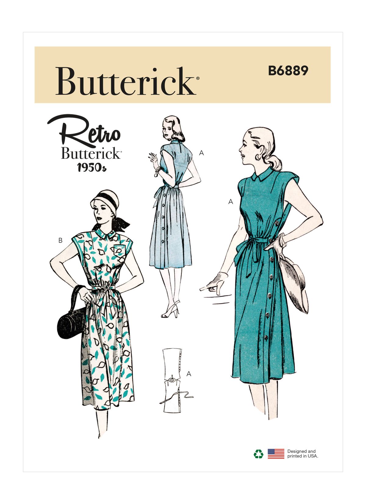 Symønster Butterick 6889 - Kjole Vintage - Dame | Bilde 4