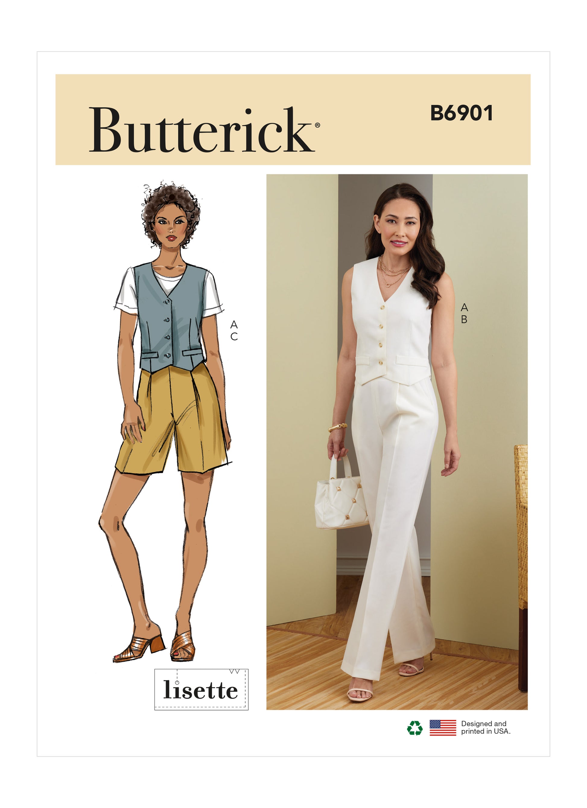 Symønster Butterick 6901 - Bukse Shorts Vester - Dame | Bilde 4