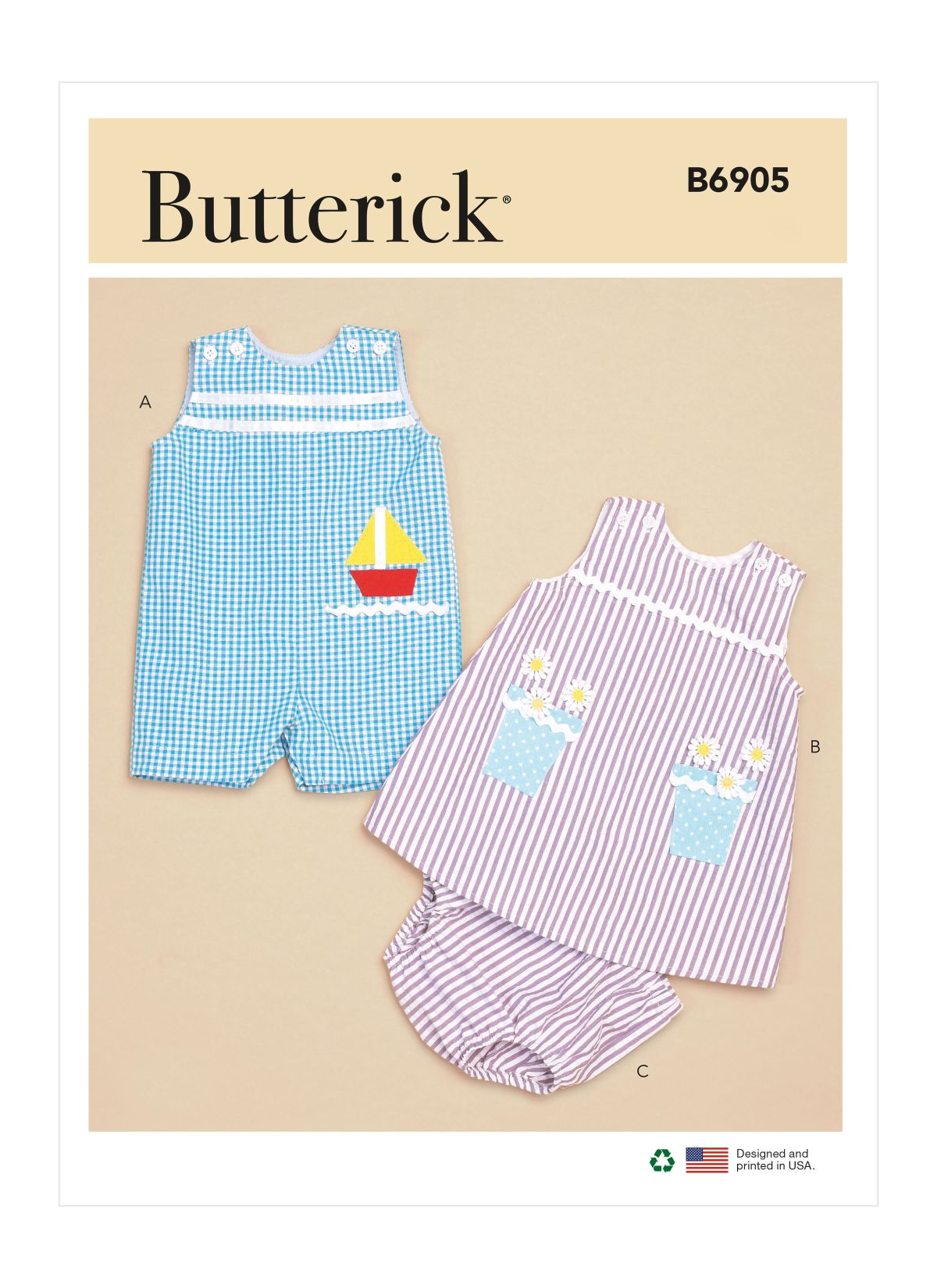 Symønster Butterick 6905 - Kjole Buksedrakter - Baby | Bilde 4