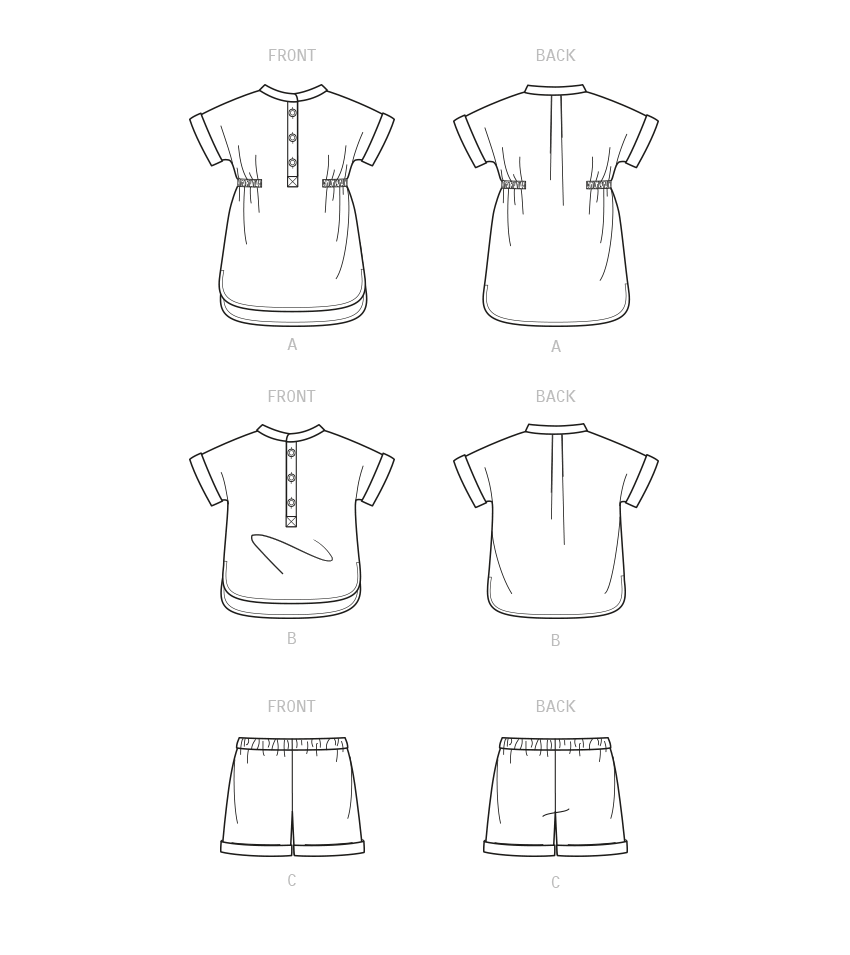 Symønster New Look 6725 - Kjole Topp Shorts - Baby | Bilde 8