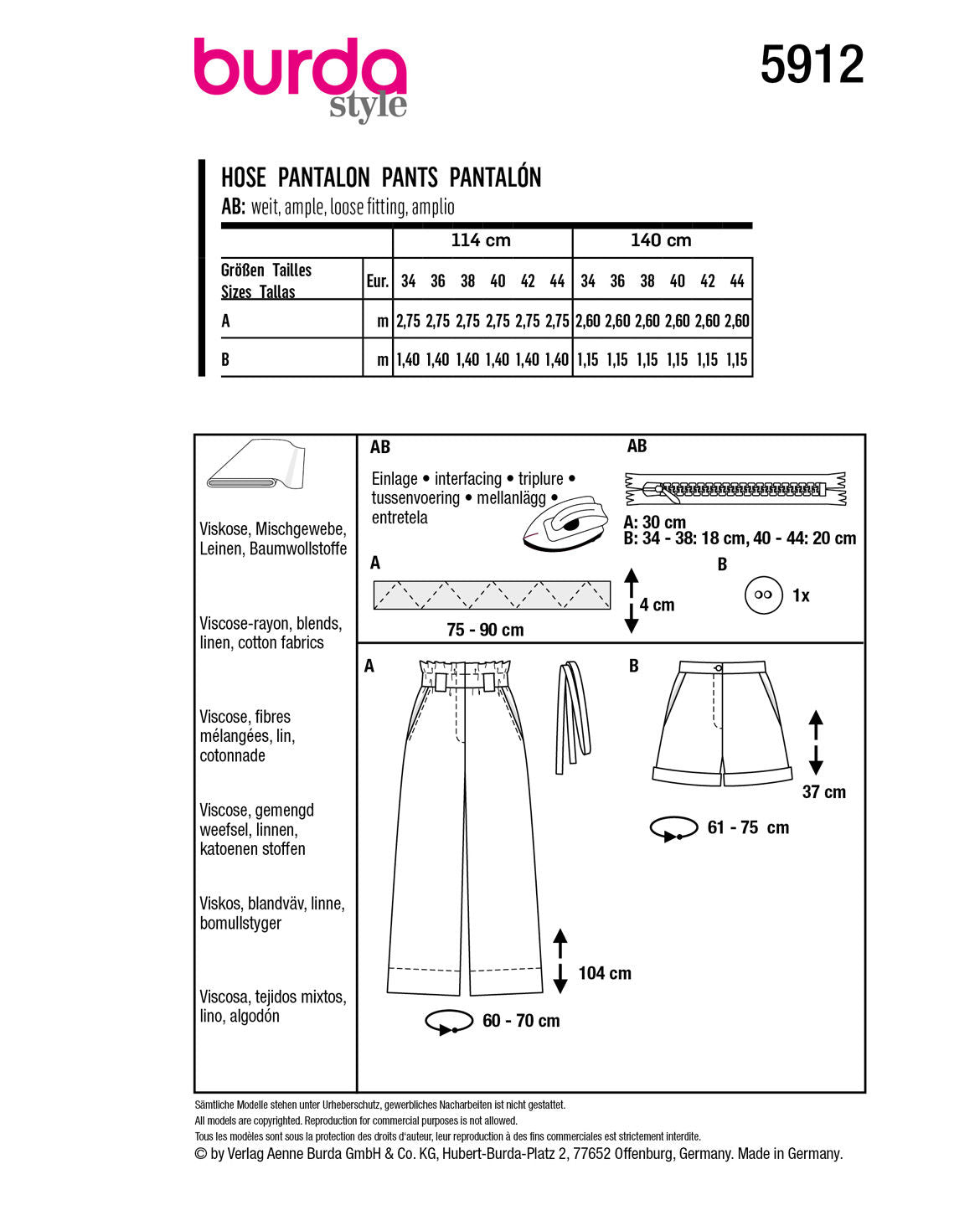 PDF-symønster - Burda 5912 - Bukse Shorts - Dame | Bilde 13