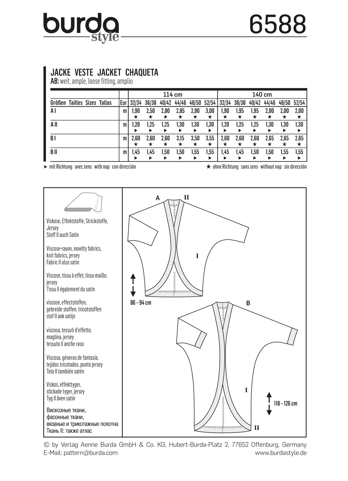 Symønster PDF symønster - Burda 6588 - Jakke - Dame - Casual | Bilde 3