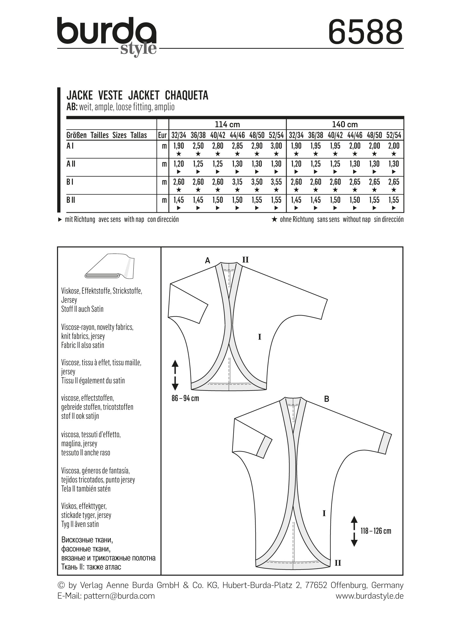Symønster PDF symønster - Burda 6588 - Jakke - Dame - Casual | Bilde 3