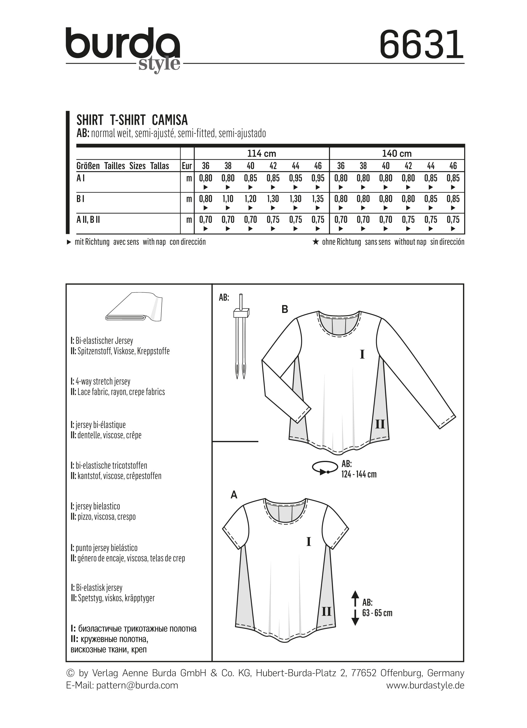 Symønster PDF symønster - Burda 6631 - Bluse Topp - Dame | Bilde 4