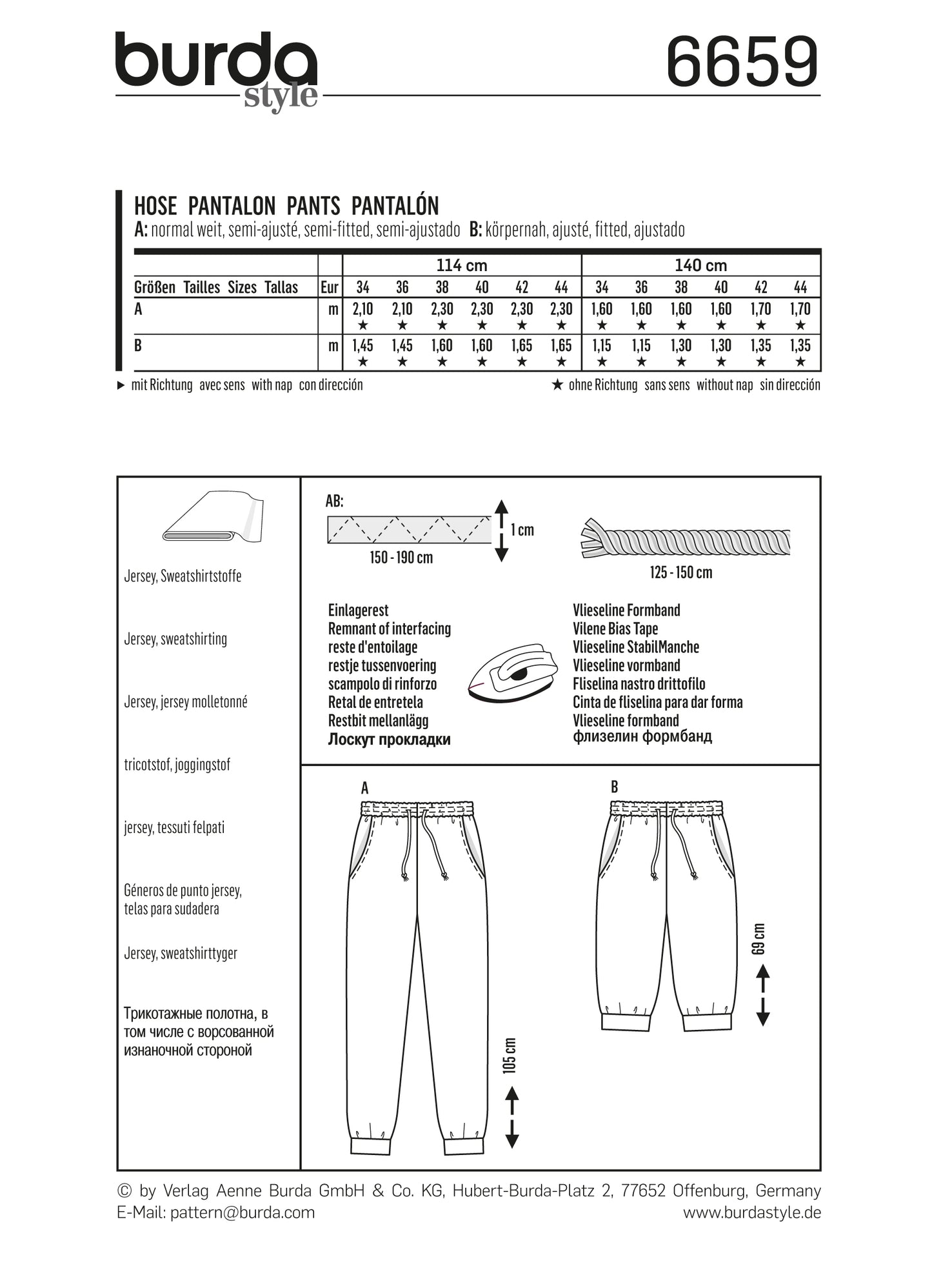 Symønster PDF symønster - Burda 6659 - Bukse - Dame - Casual | Bilde 1