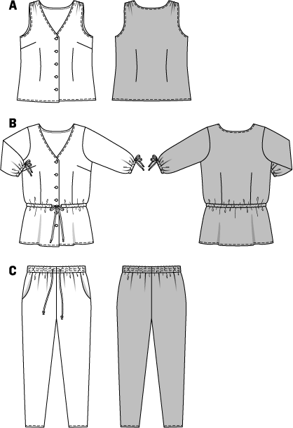 Symønster PDF symønster - Burda 6789 - Bluse Bukse Coordinates Skjorte - Dame - Casual | Bilde 4