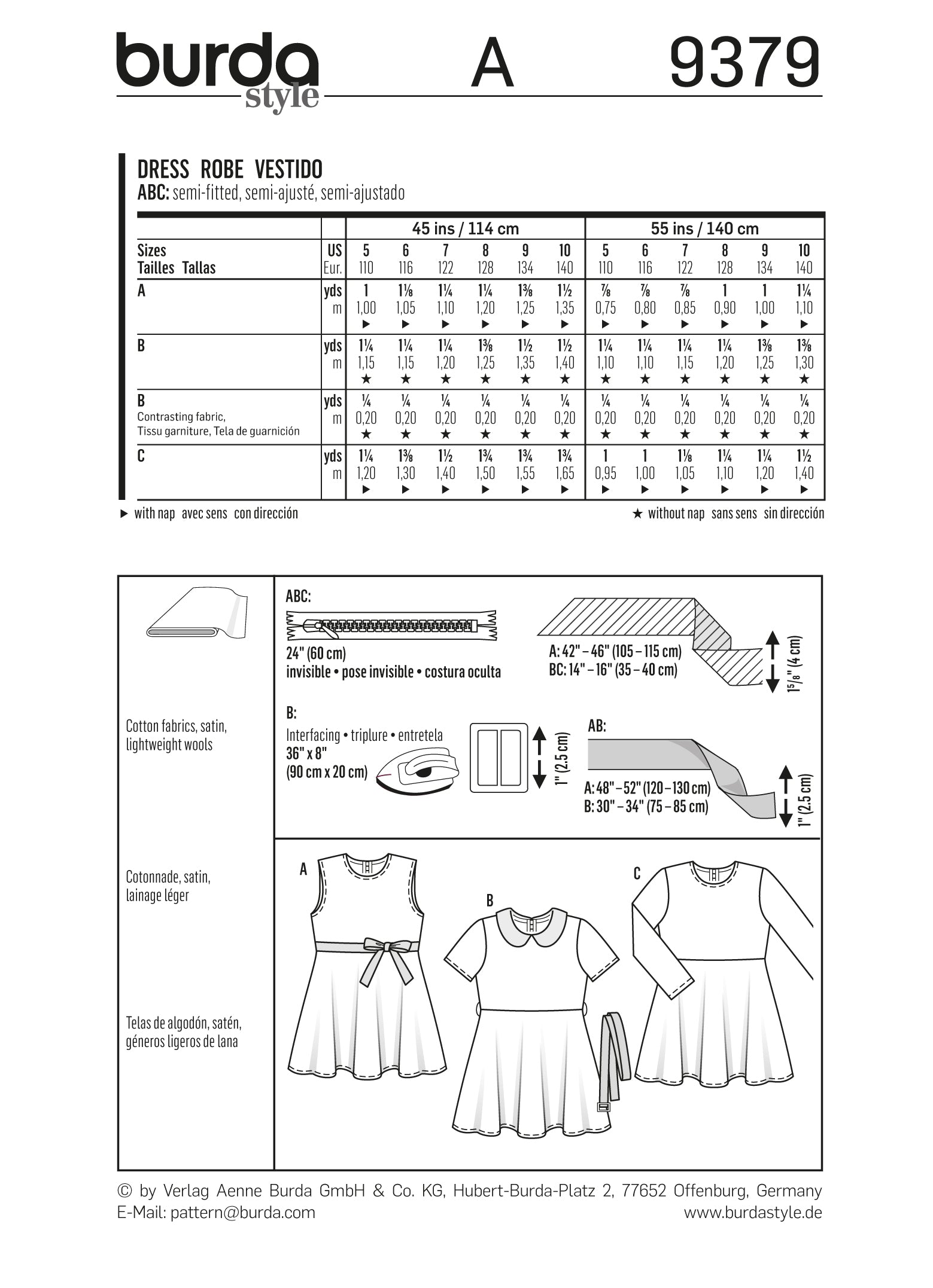 Symønster PDF symønster - Burda 9379 - Kjole - Jente | Bilde 5