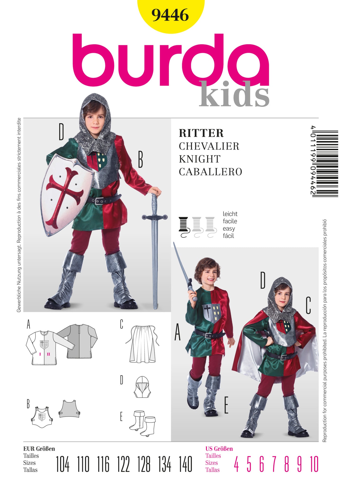 Symønster PDF symønster - Burda 9446 - Skjorte Historisk kostyme - Gutt | Bilde 4