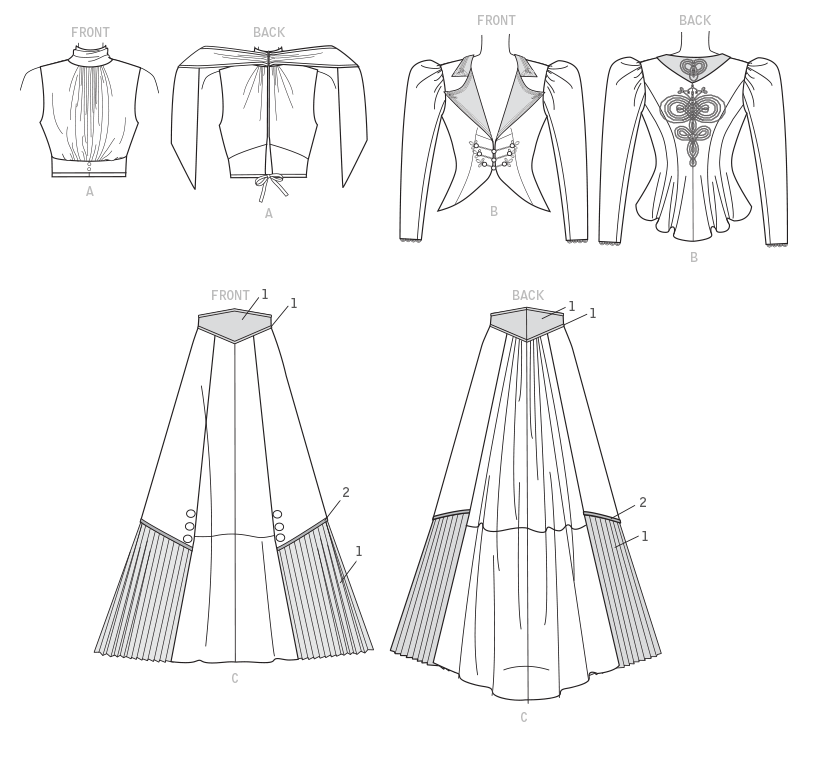 Symønster McCall´s 7732 - Jakke Topp Kostyme Skjørt - Dame - Karneval | Design: Angela Clayton | Bilde 3