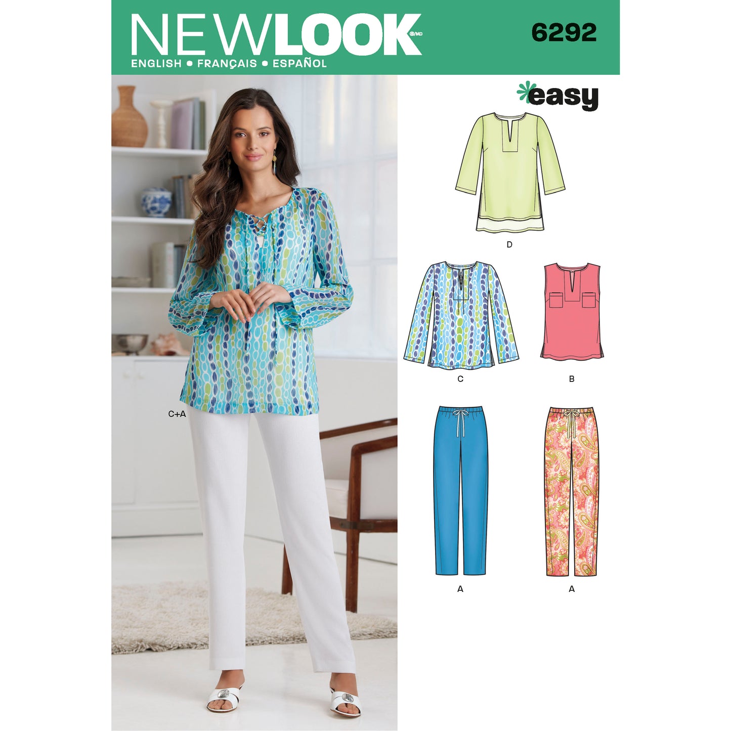 Symønster New Look 6292 - Topp Tunika Bukse Skjorte - Dame | Bilde 4