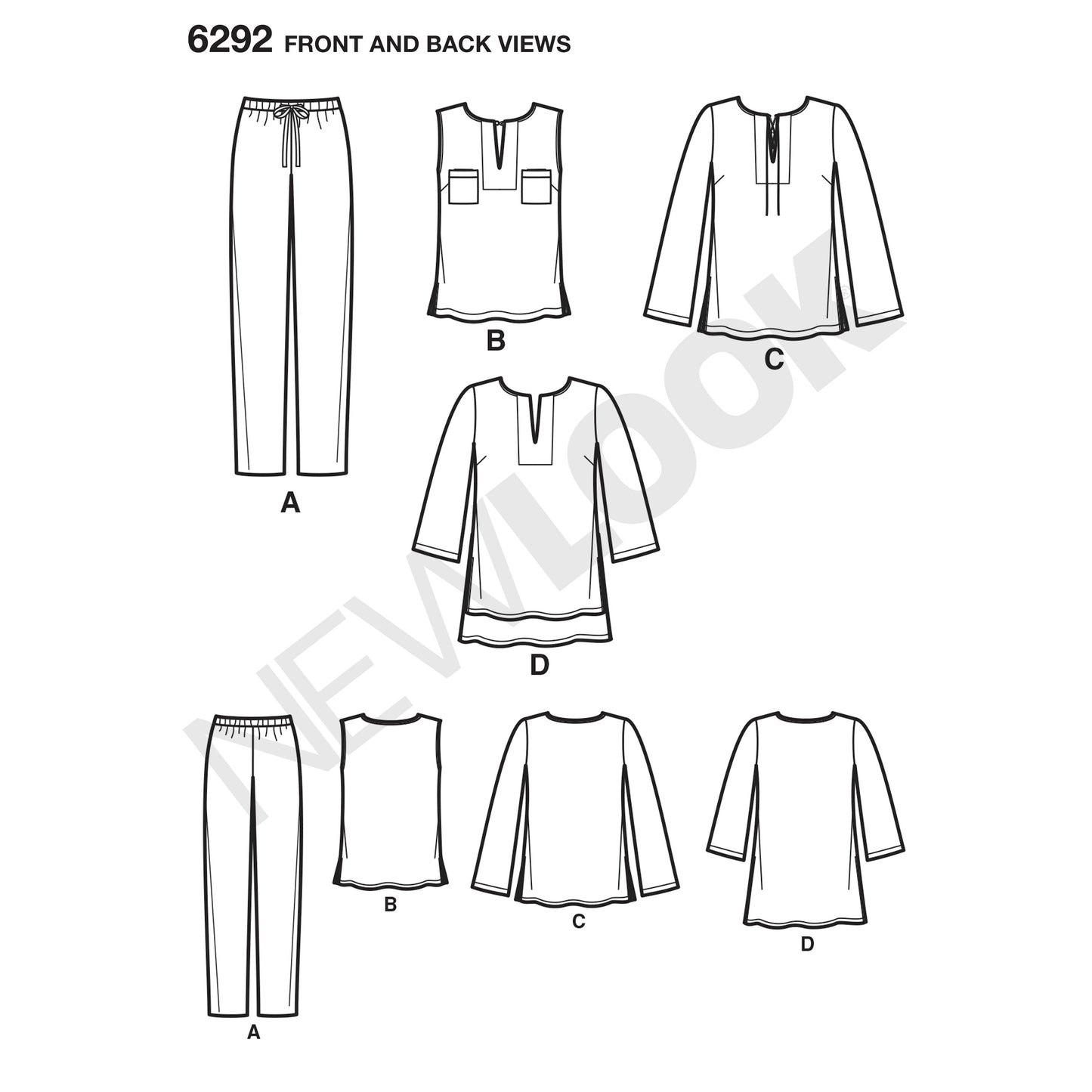 Symønster New Look 6292 - Topp Tunika Bukse Skjorte - Dame | Bilde 5