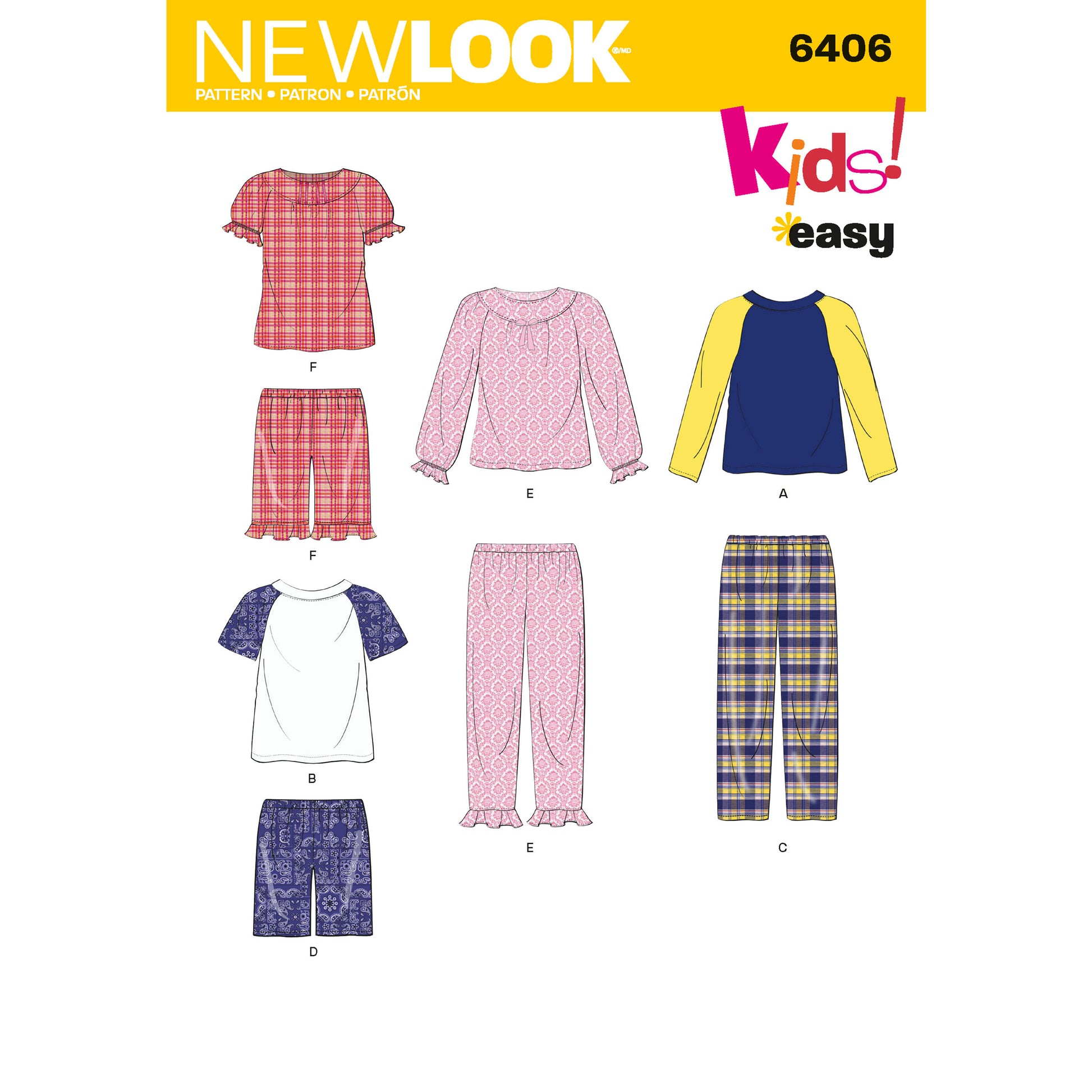 Symønster New Look 6406 - Topp Bukse Shorts Pysjamas - Jente Gutt | Bilde 6