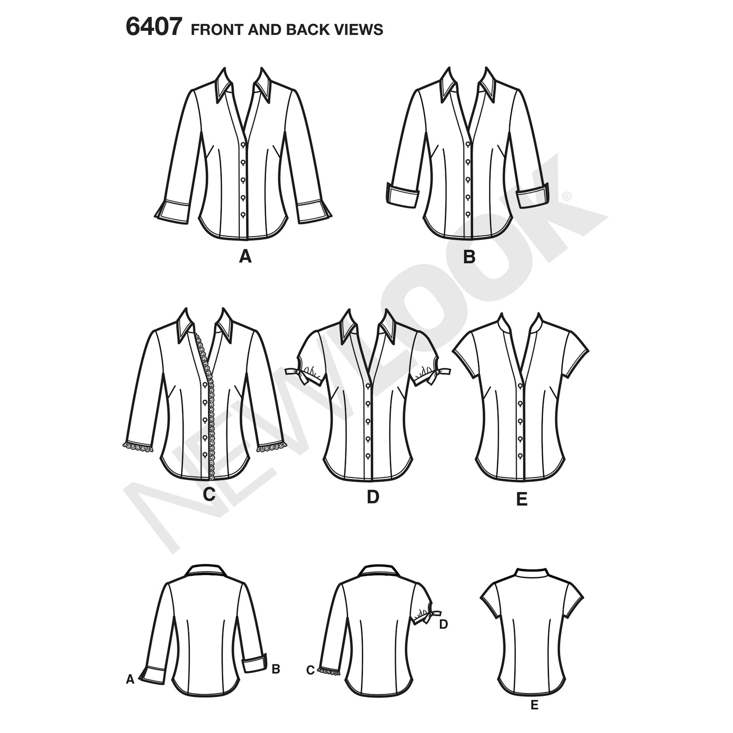 Symønster New Look 6407 - Topp Skjorte - Dame | Bilde 4