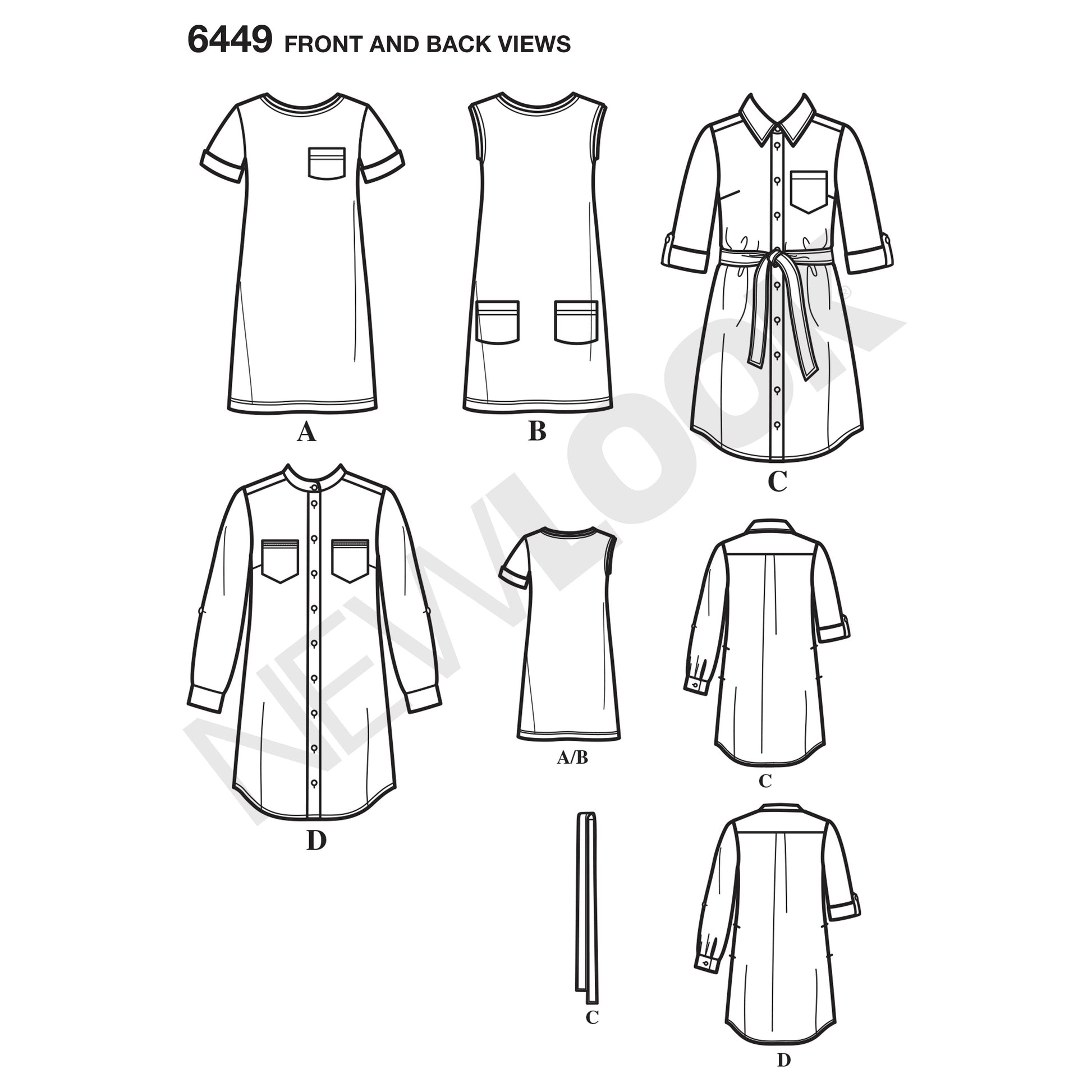 Symønster New Look 6449 - Kjole Skjorte - Dame | Bilde 7