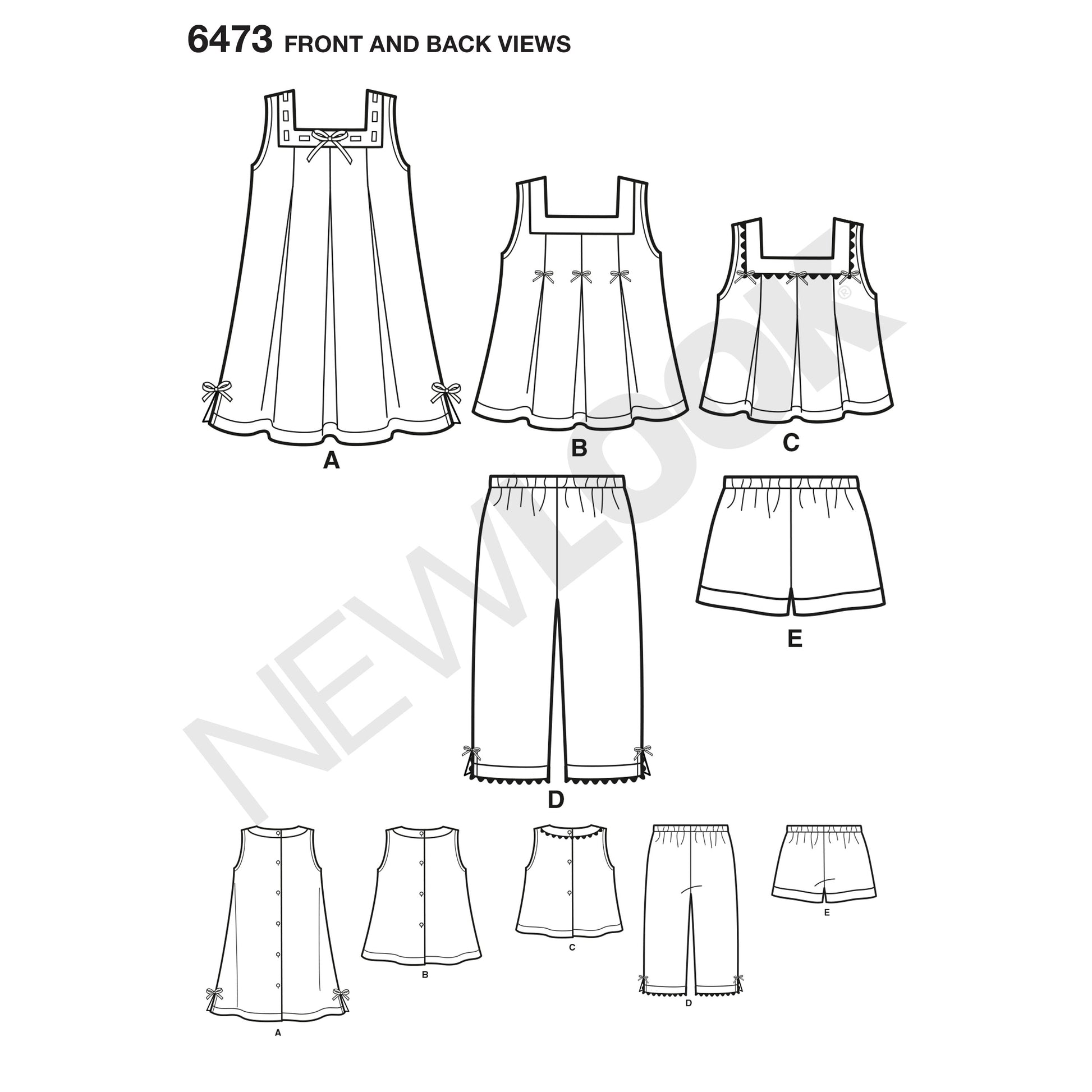 Symønster New Look 6473 - Kjole Topp Bukse Shorts - Baby Jente | Bilde 4