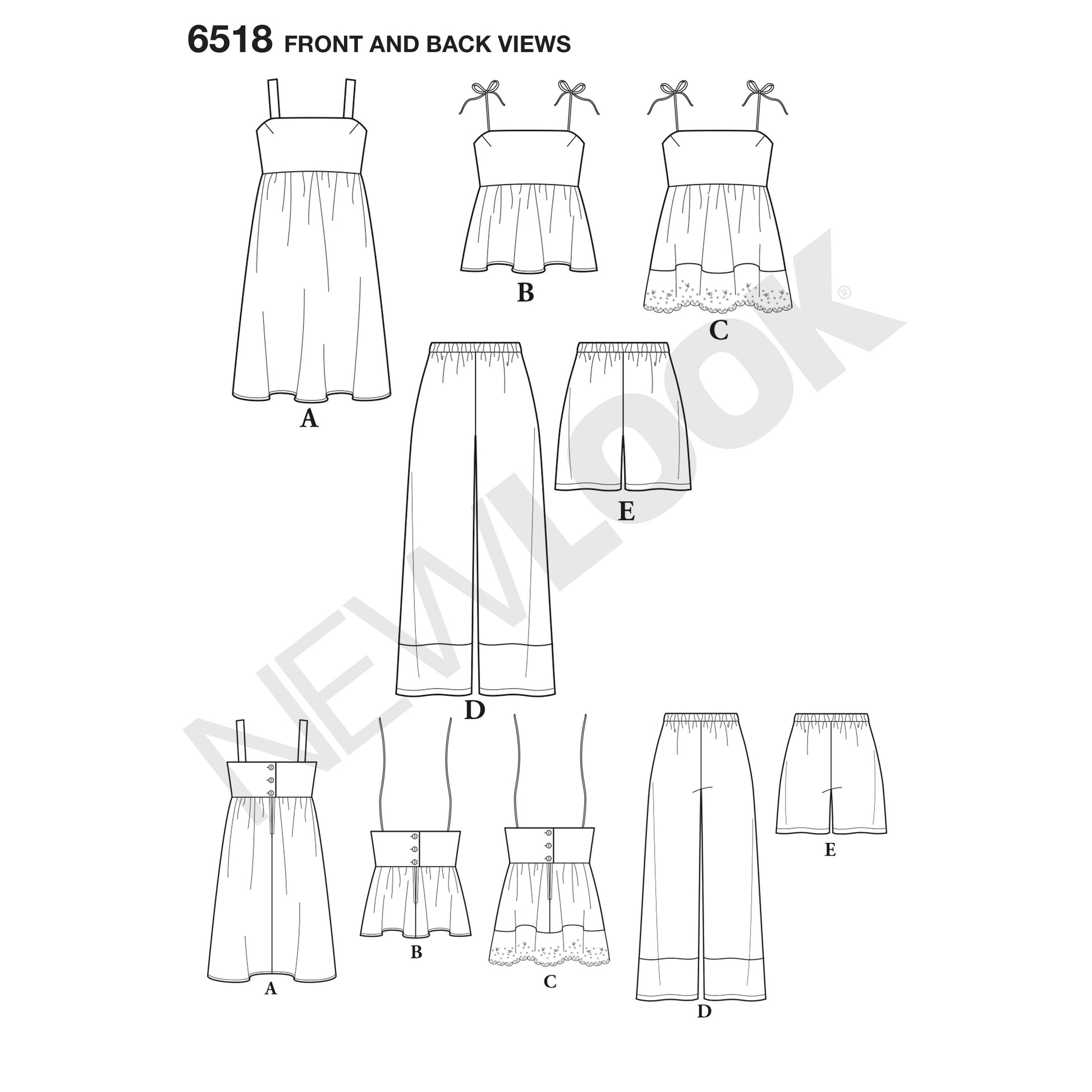 Symønster New Look 6518 - Kjole Topp Bukse Shorts - Dame | Bilde 8