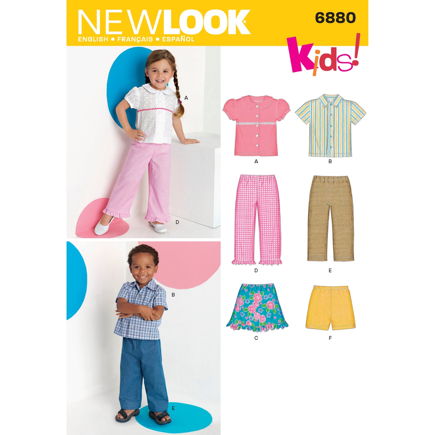 Symønster New Look 6880 - Bukse Skjørt Skjorte Shorts - Baby Jente Gutt | Bilde 4