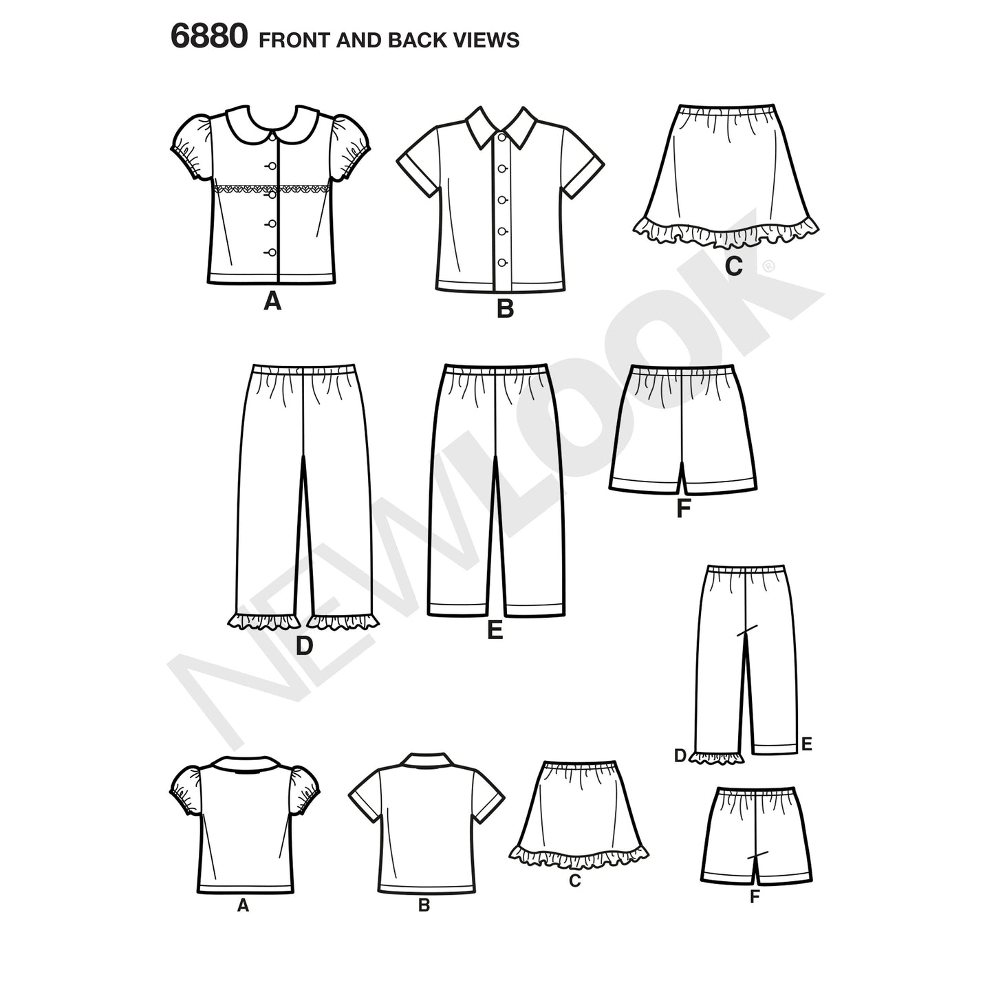 Symønster New Look 6880 - Bukse Skjørt Skjorte Shorts - Baby Jente Gutt | Bilde 5