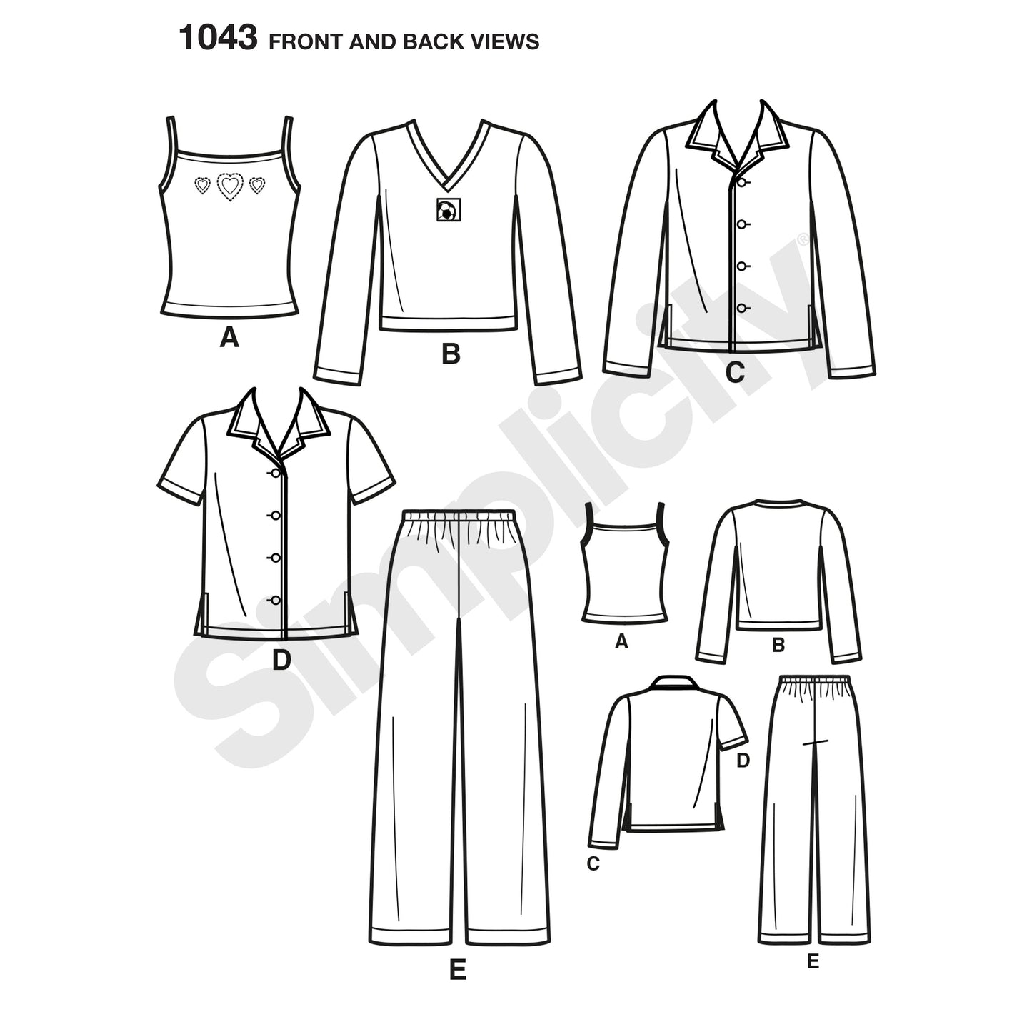 Symønster Simplicity 1043 - Topp Bukse Skjorte - Jente Gutt | Bilde 6