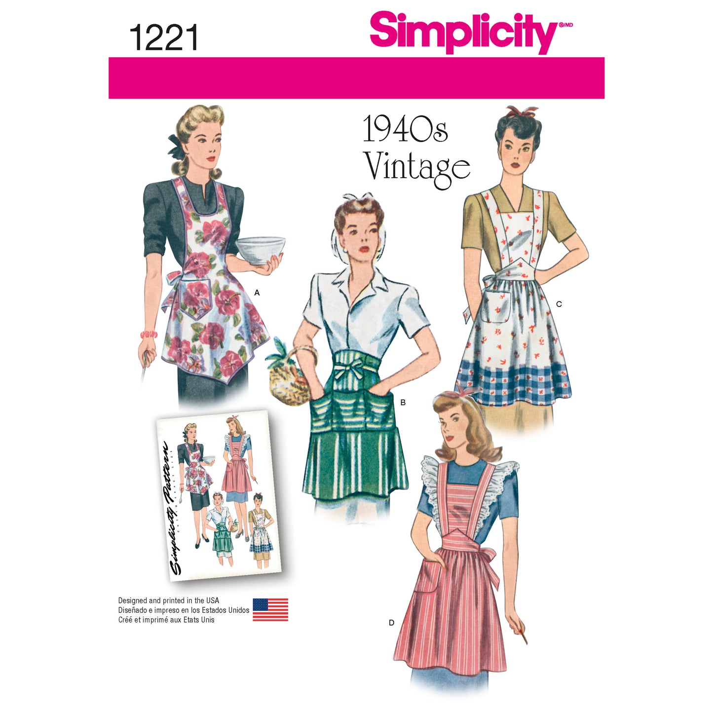 Symønster Simplicity 1221 - Topp Vintage Forkle - Dame | Bilde 5