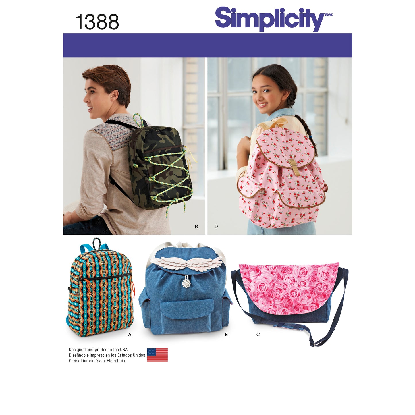 Symønster Simplicity 1388 - Backpacks and Messenger Bag | Bilde 9