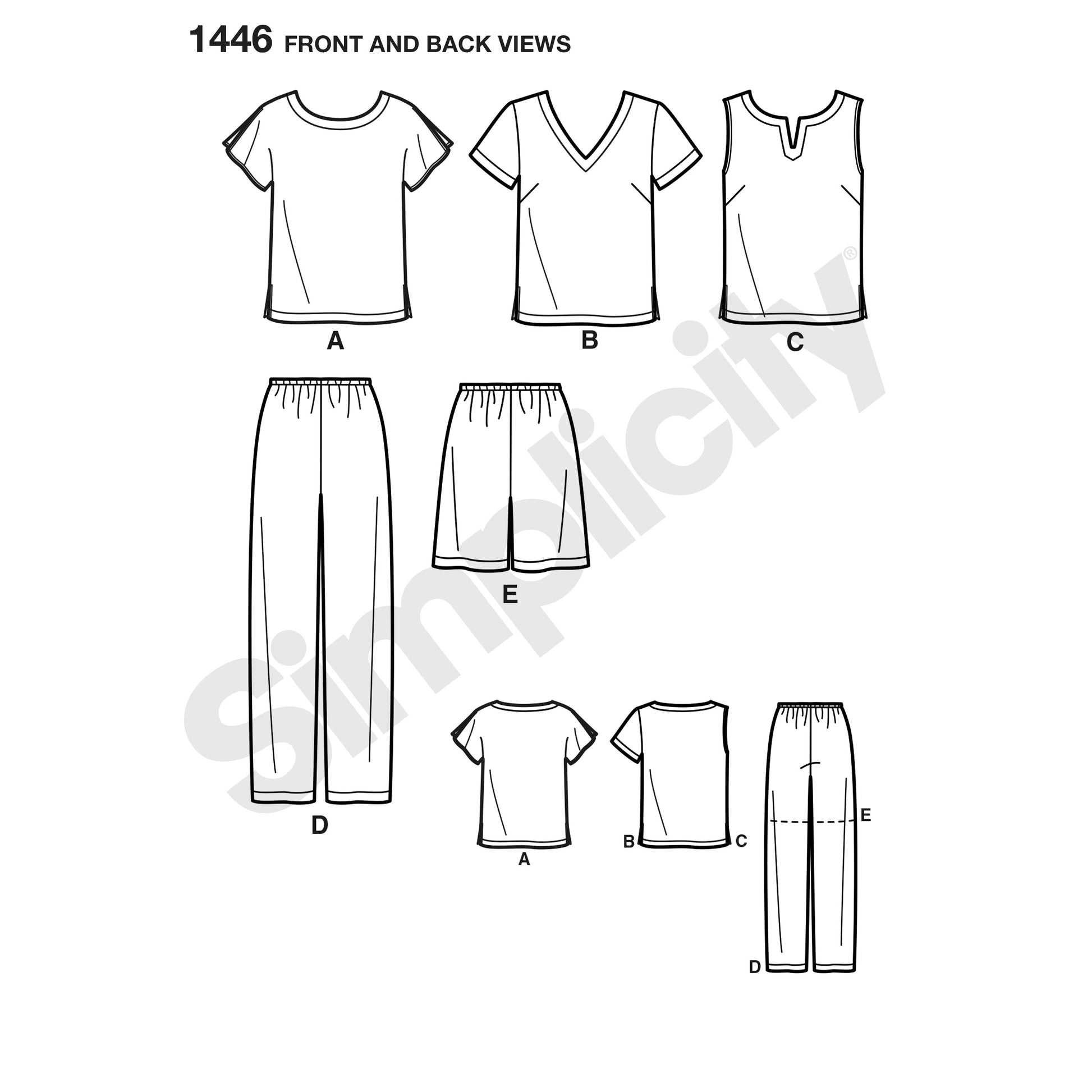 Symønster Simplicity 1446 - Topp Bukse Shorts Coordinates - Dame | Bilde 4