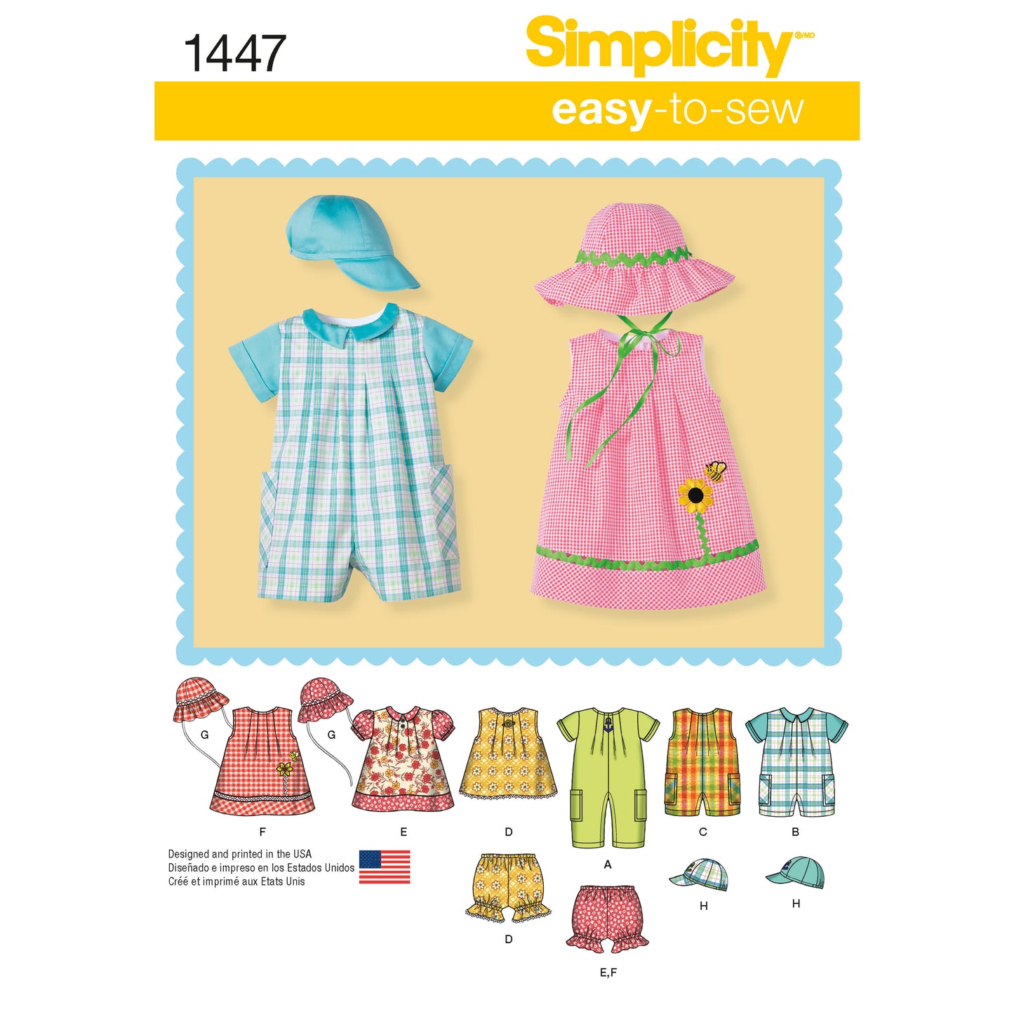 Symønster Simplicity 1447 - Kjole Topp - Baby - Hatt | Bilde 4