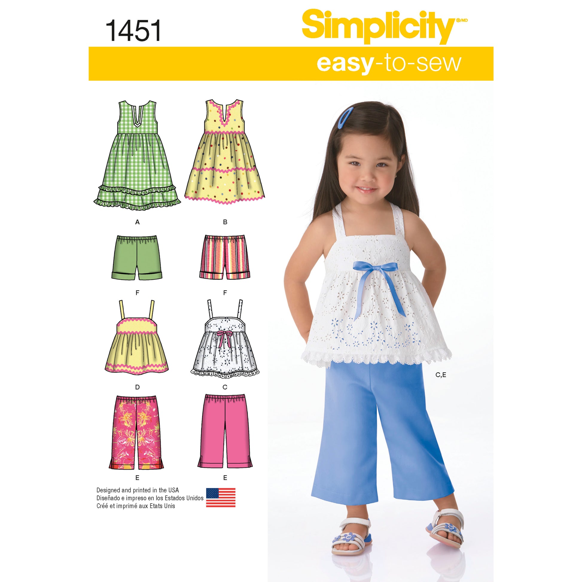 Symønster Simplicity 1451 - Kjole Topp Bukse Shorts - Baby | Bilde 3