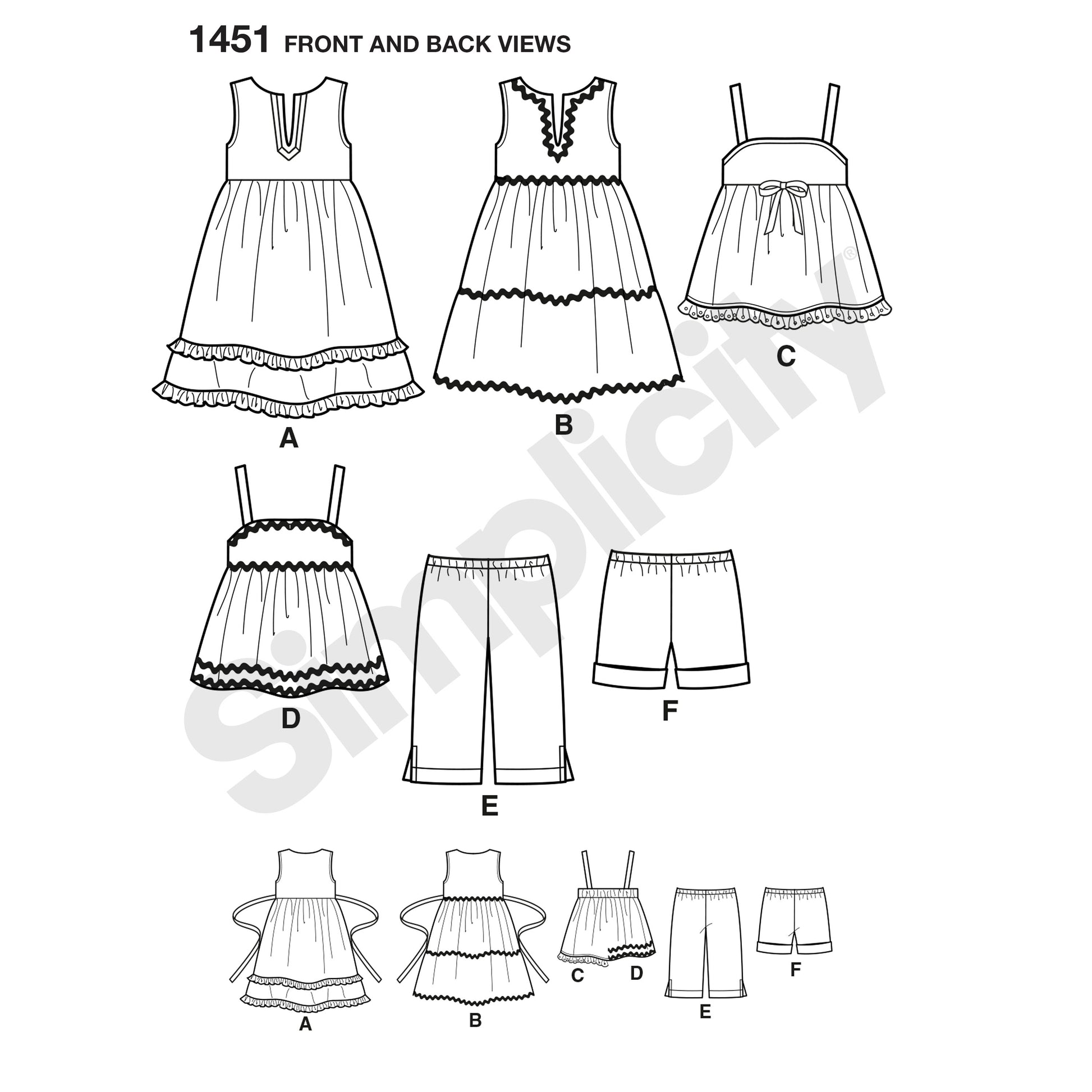 Symønster Simplicity 1451 - Kjole Topp Bukse Shorts - Baby | Bilde 4