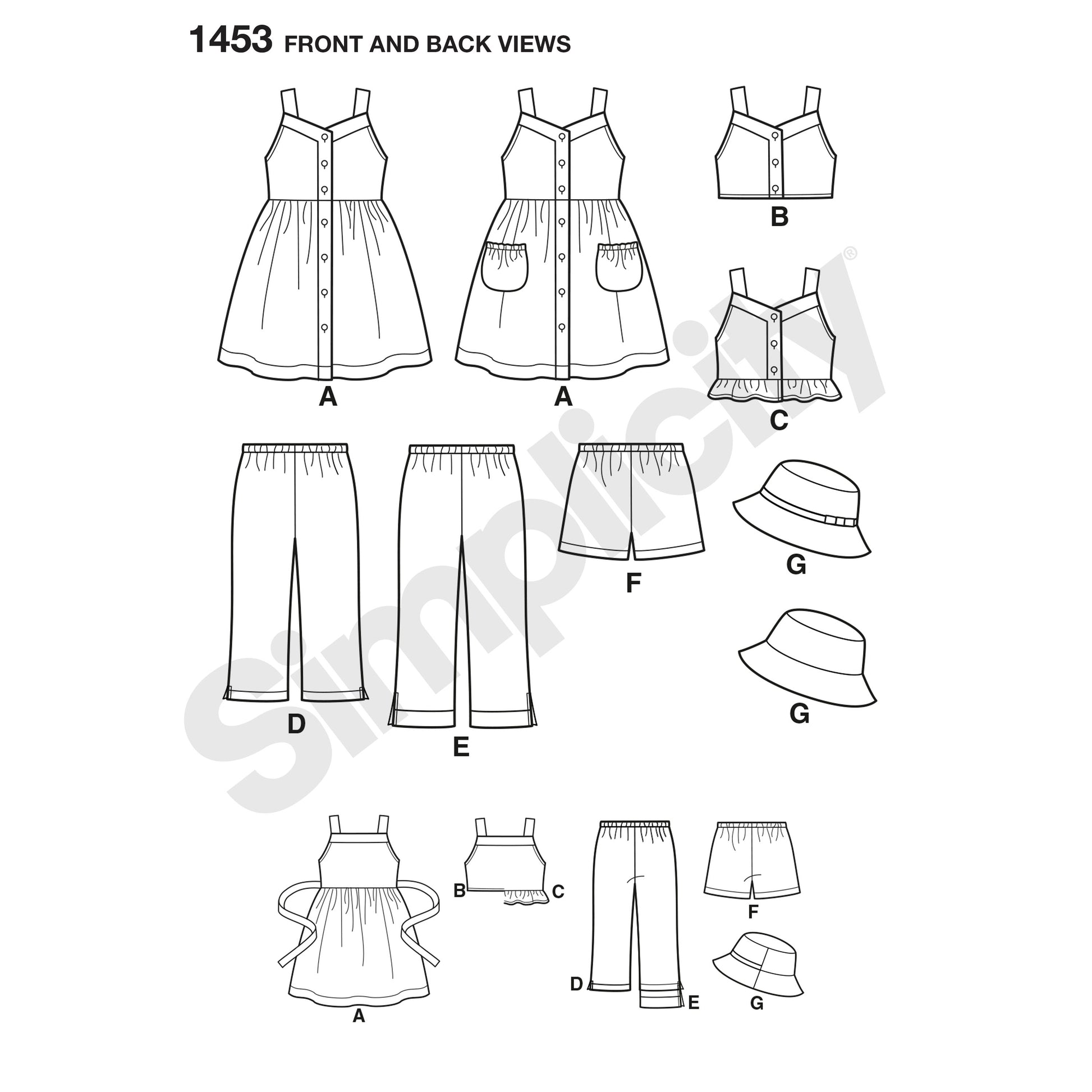 Symønster Simplicity 1453 - Kjole Topp Bukse Shorts - Dame - Hatt | Bilde 3