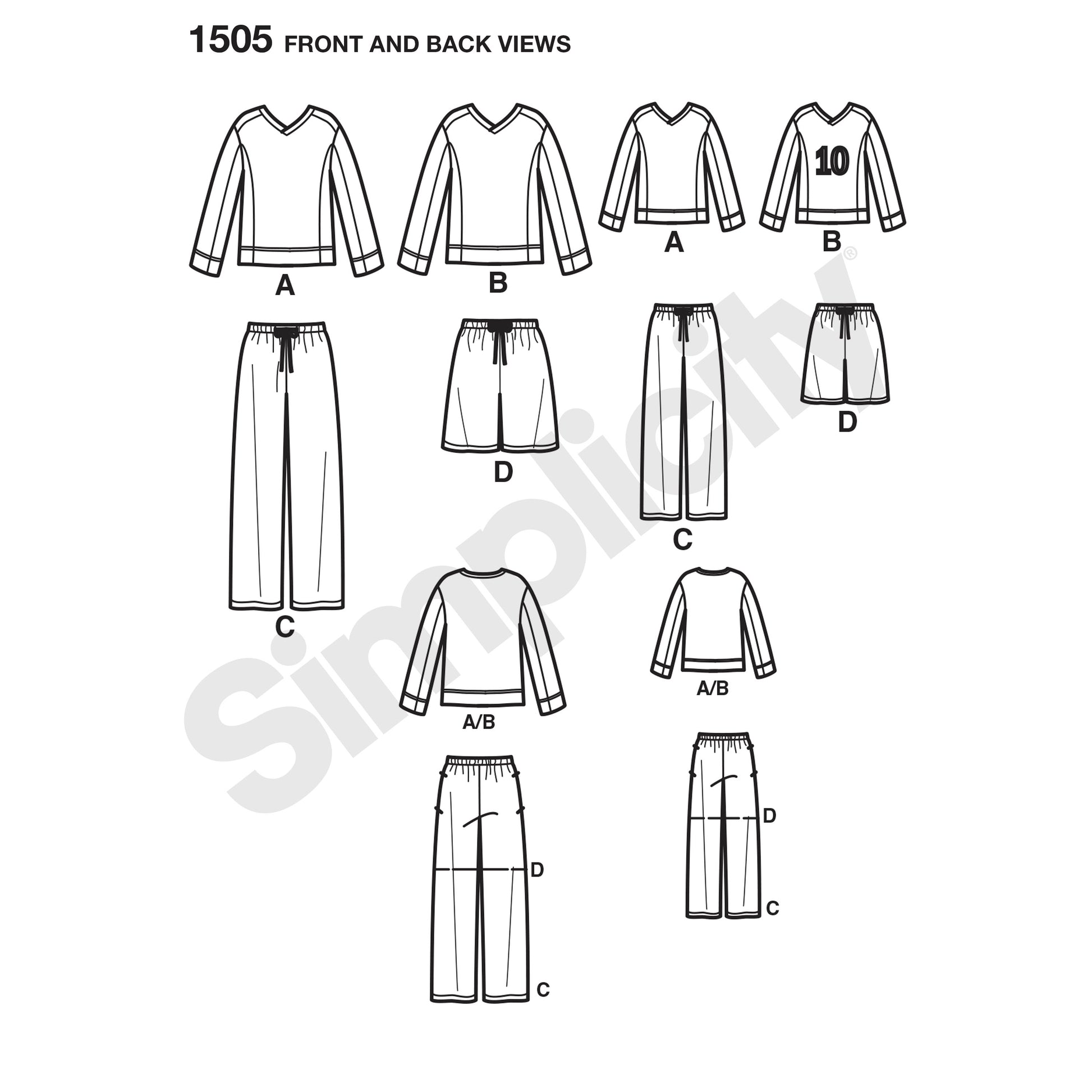 Symønster Simplicity 1505 - Topp Bukse Shorts - Gutt | Bilde 5