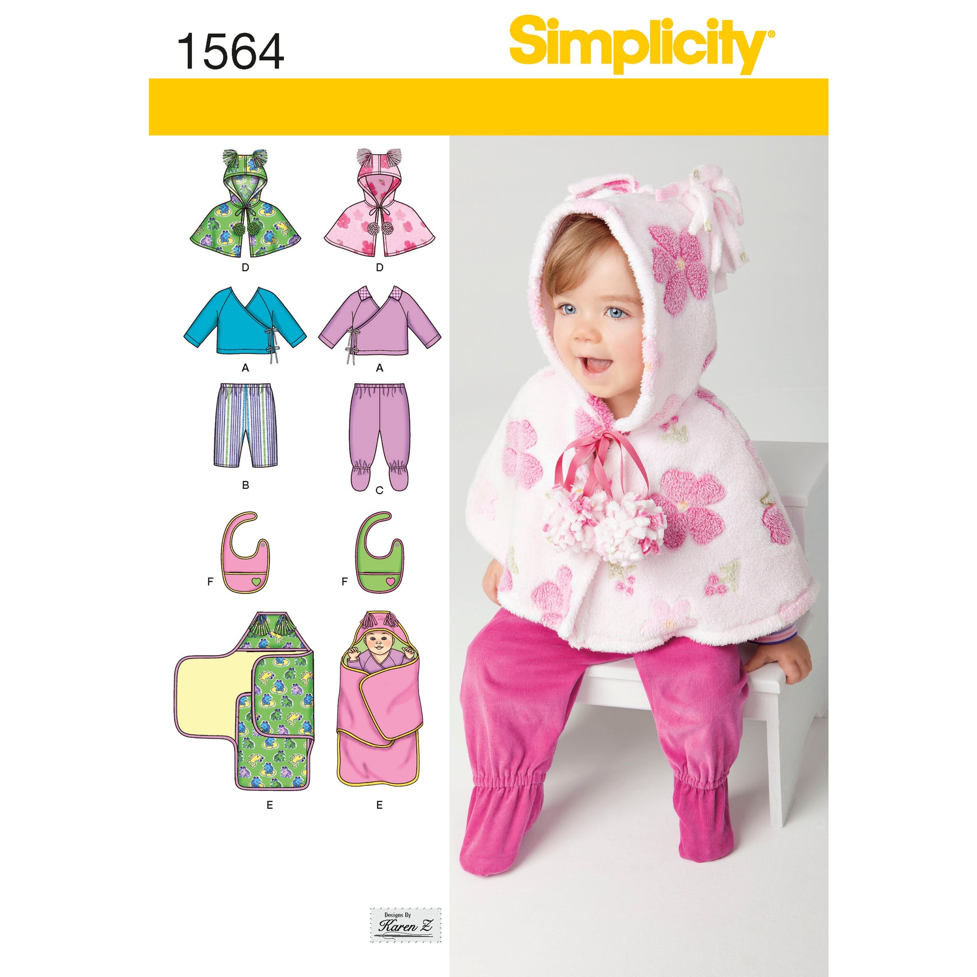 Symønster Simplicity 1564 - Topp Bukse - Baby - Hatt Teppe | Bilde 4