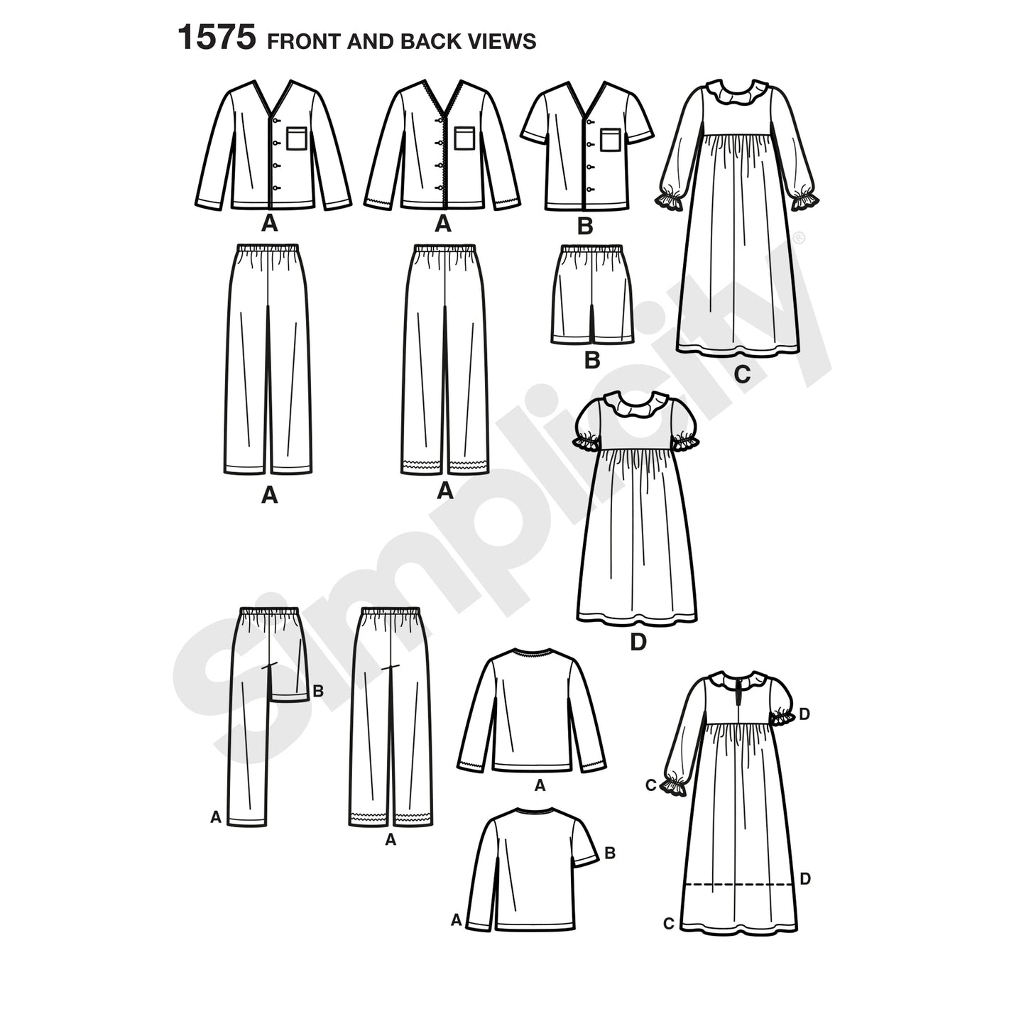 Symønster Simplicity 1575 - Bukse Skjorte Shorts - Jente Gutt - Hatt | Bilde 5