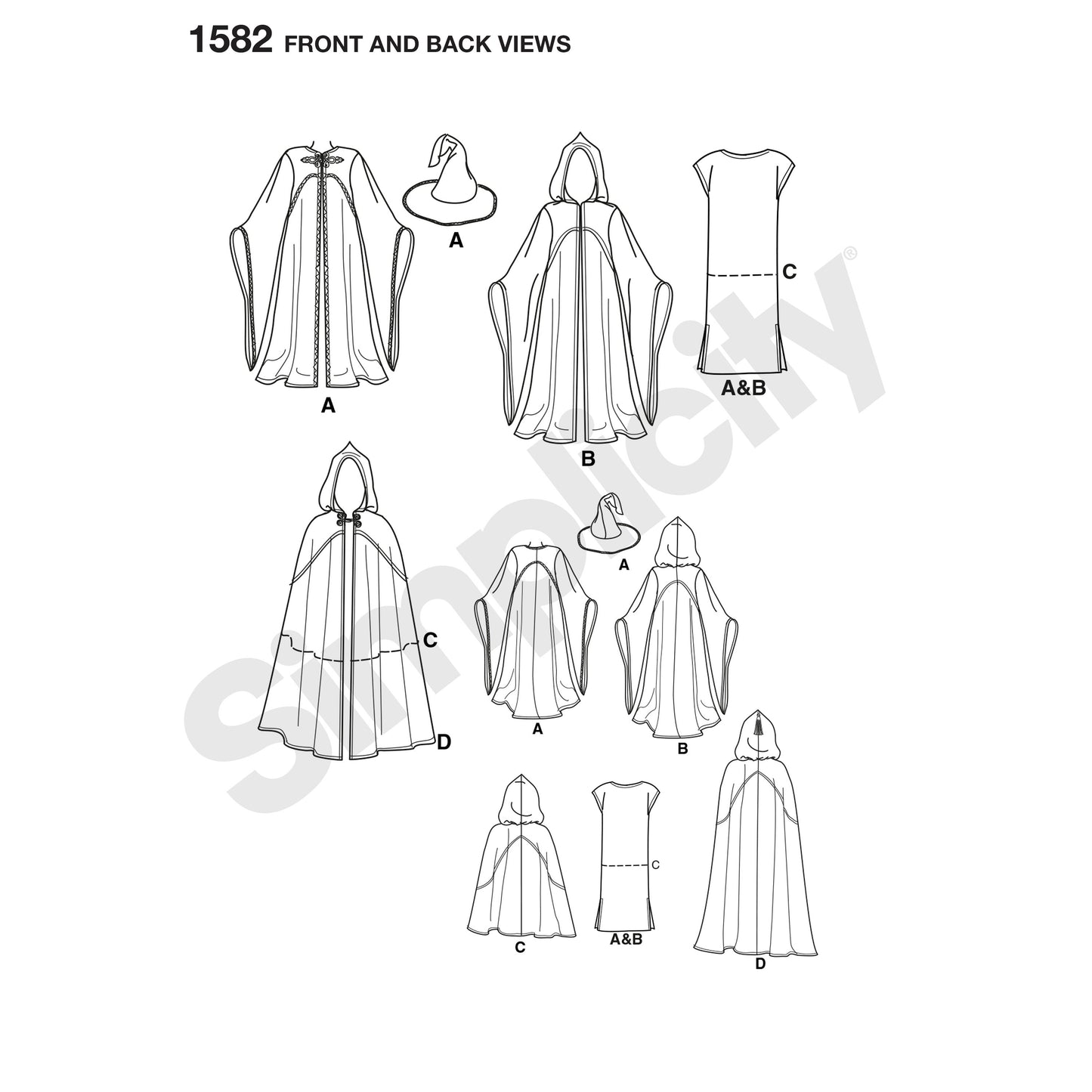 Symønster Simplicity 1582 - Kostyme - Dame - Karneval | Bilde 8