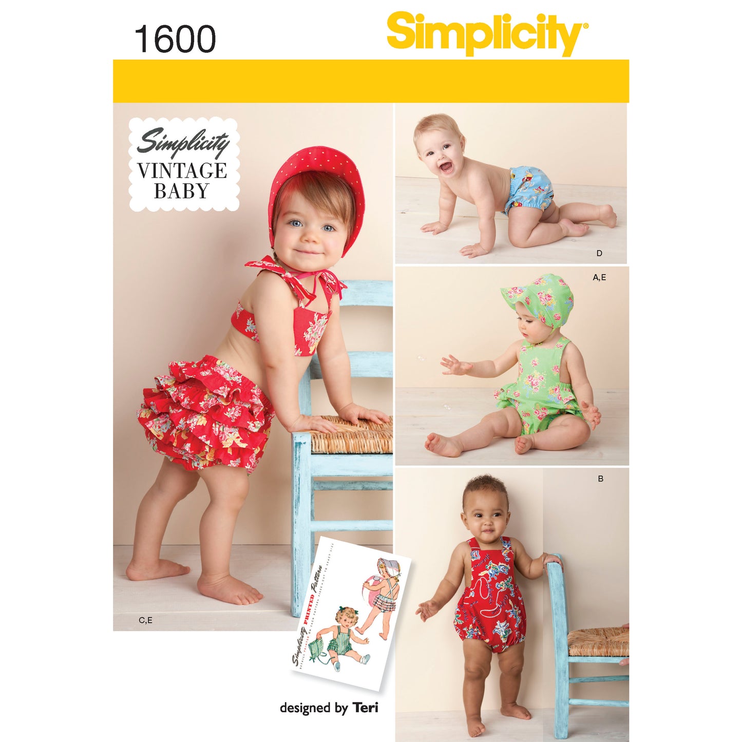 Symønster Simplicity 1600 - Badetøy Vintage - Baby - Svømme | Bilde 7
