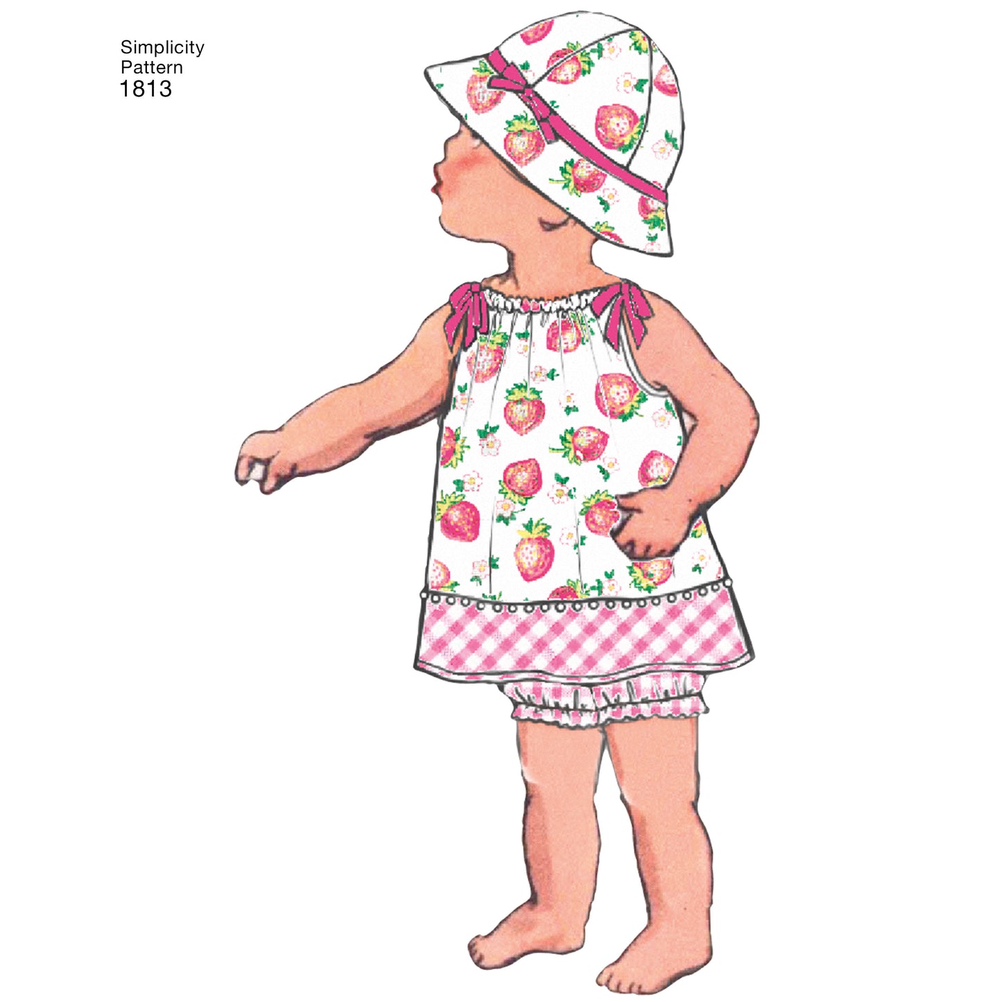 Symønster Simplicity 1813 - Kjole Topp Bukse - Baby - Hatt | Bilde 1