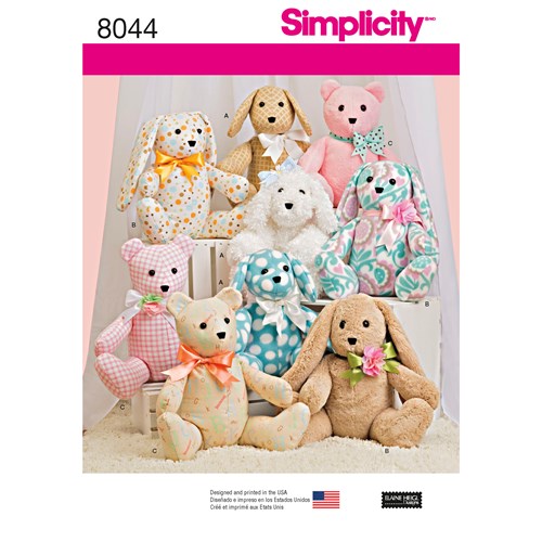 Symønster Simplicity 8044 - Two-Pattern Piece Stuffed Animals | Bilde 4