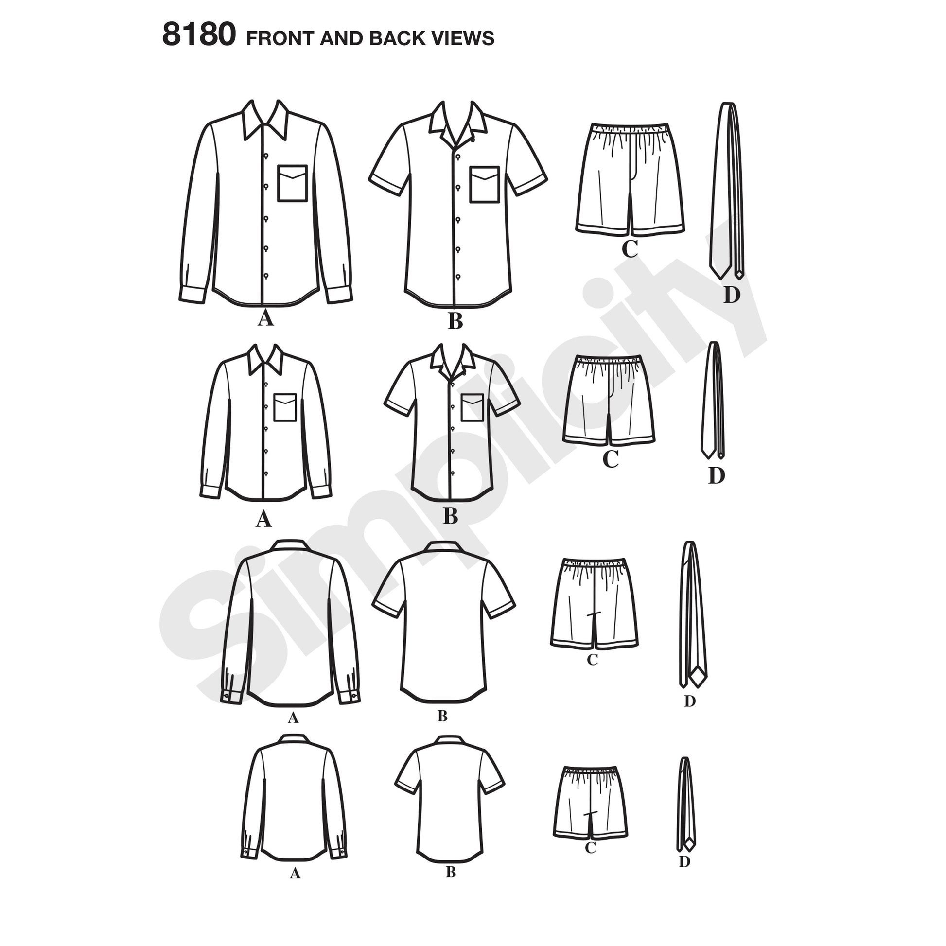 Symønster Simplicity 8180 - Skjorte Shorts - Gutt | Bilde 5